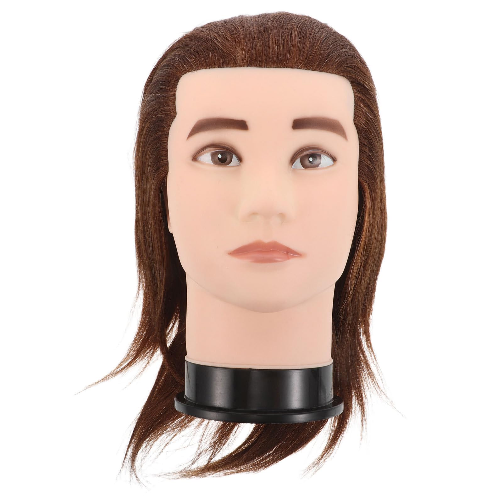 ULTECHNOVO Männlicher Haarstyling Mannequinkopf aus Echthaar mit Hitzebeständiger Faser Komfortabler Griff für Effektives Training in Kosmetik und Schönheitsschulen