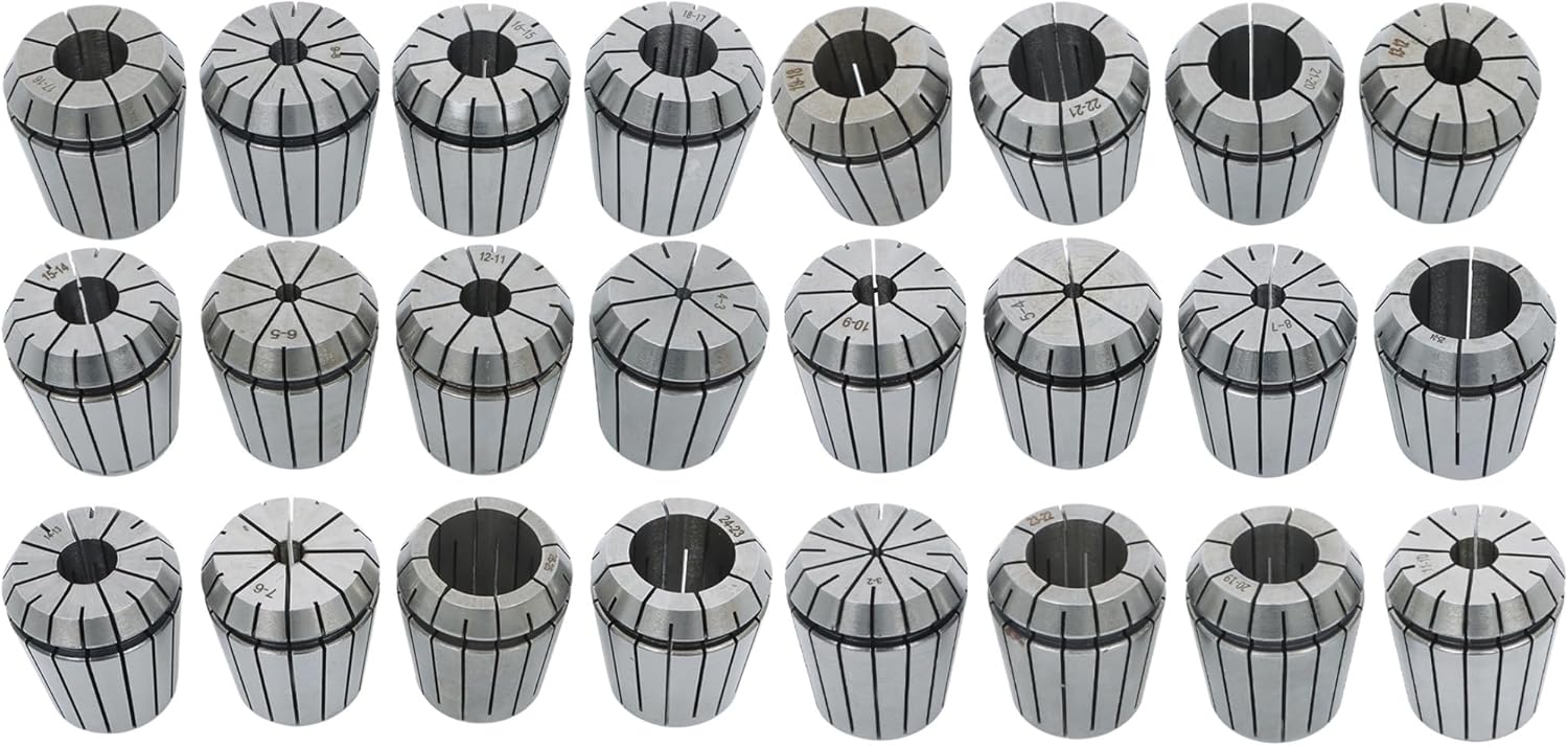 24Pcs ER40 Collet Set Metric Size Accuracy Spring Clamping Collets 3-26 mm for Milling Lathe Tool