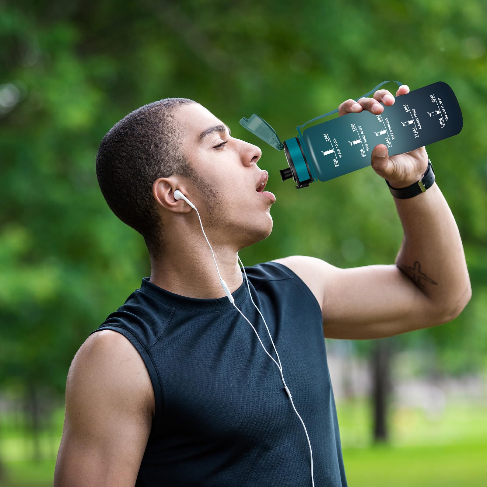 Borraccia 1 litro, Borraccia Palestra, Bottiglia Senza Perdite, Facile da Pulire, Bottiglia Motivazionale, Facile da Trasportare, Borraccie Orari, Borraccie Graduata, per Campeggio, Viaggio, Fitness