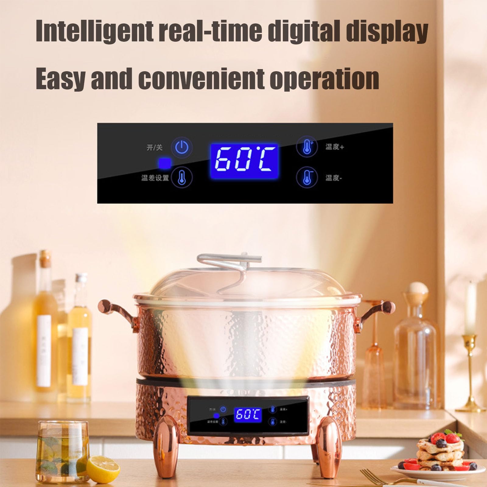 Forniture per Catering in Acciaio Inossidabile di Alta qualità 30°C ~90°C Set da Buffet Multifunzionale Chafing Dish 220V Facile da Pulire per casa e Ristorante