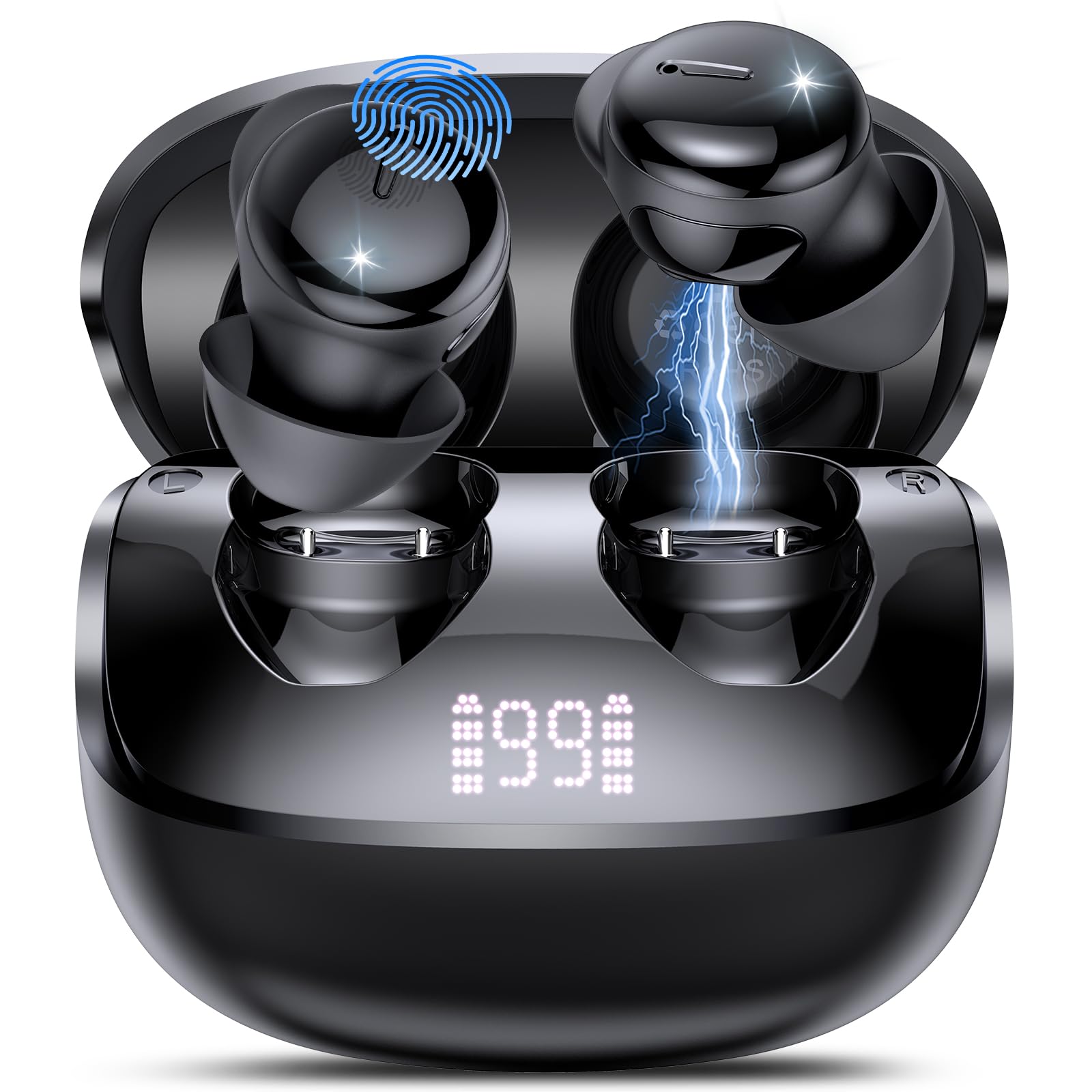 Bluetooth Kopfhörer, Hi-Fi Klang Schlafkopfhörer, Kabellose Kopfhörer Bluetooth 5.4 mit 4 ENC Mikrofonen, 48Std Mini In-Ear Sleepbuds, Weißes Rauschen, Ohrhörer komfortabel für Seitenschläfer Beige