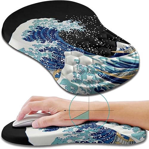 Hokafenle Alfombrilla ergonómica para mouse con diseño de masaje, reposamuñecas para aliviar el dolor, con espuma viscoelástica y base de