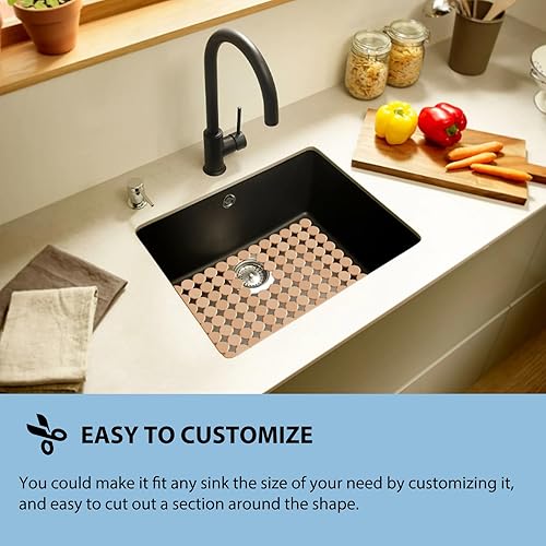 Miniatura 4 de Qulable Paquete de 2 alfombrillas para fregadero de cocina de acero inoxidablecerámica, protectores ecológicos de PVC para la parte inferior del