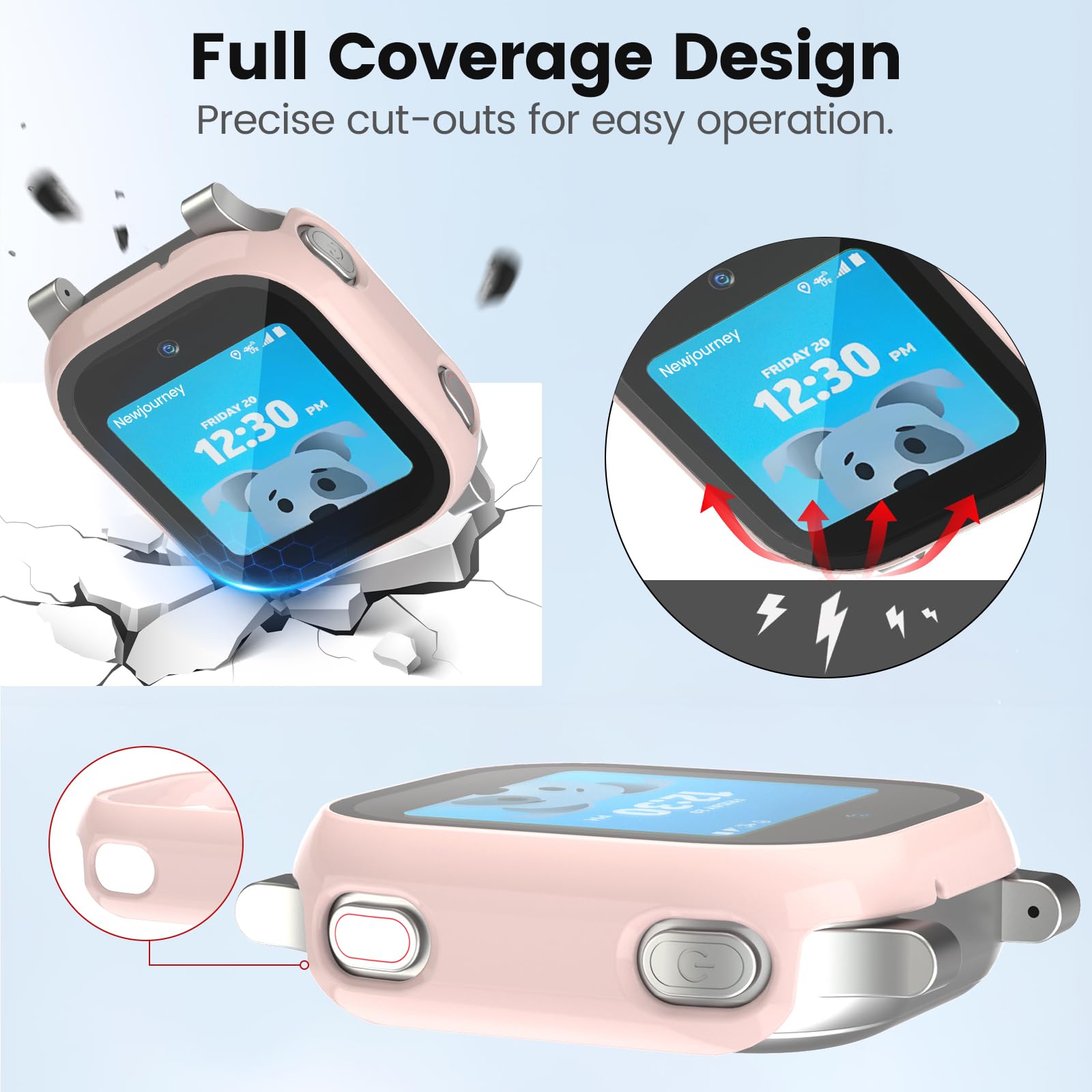 Screen Protector Compatible with AT&T Amigo Jr Watch, 3 Pack Bumper Case with Scratch-Resistant Tempered Glass (Teal+Purple+Pink)