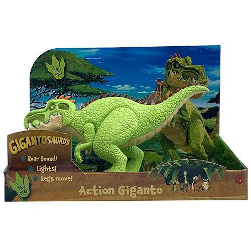 Gigantosaurus: Action Giganto - 14" Green Dinosaur Figure - Light-Up Spine, Roars, Walks & Stomps, Opens Mouth, TV Series Action Dino Toy, Kids Age 3+ - Action