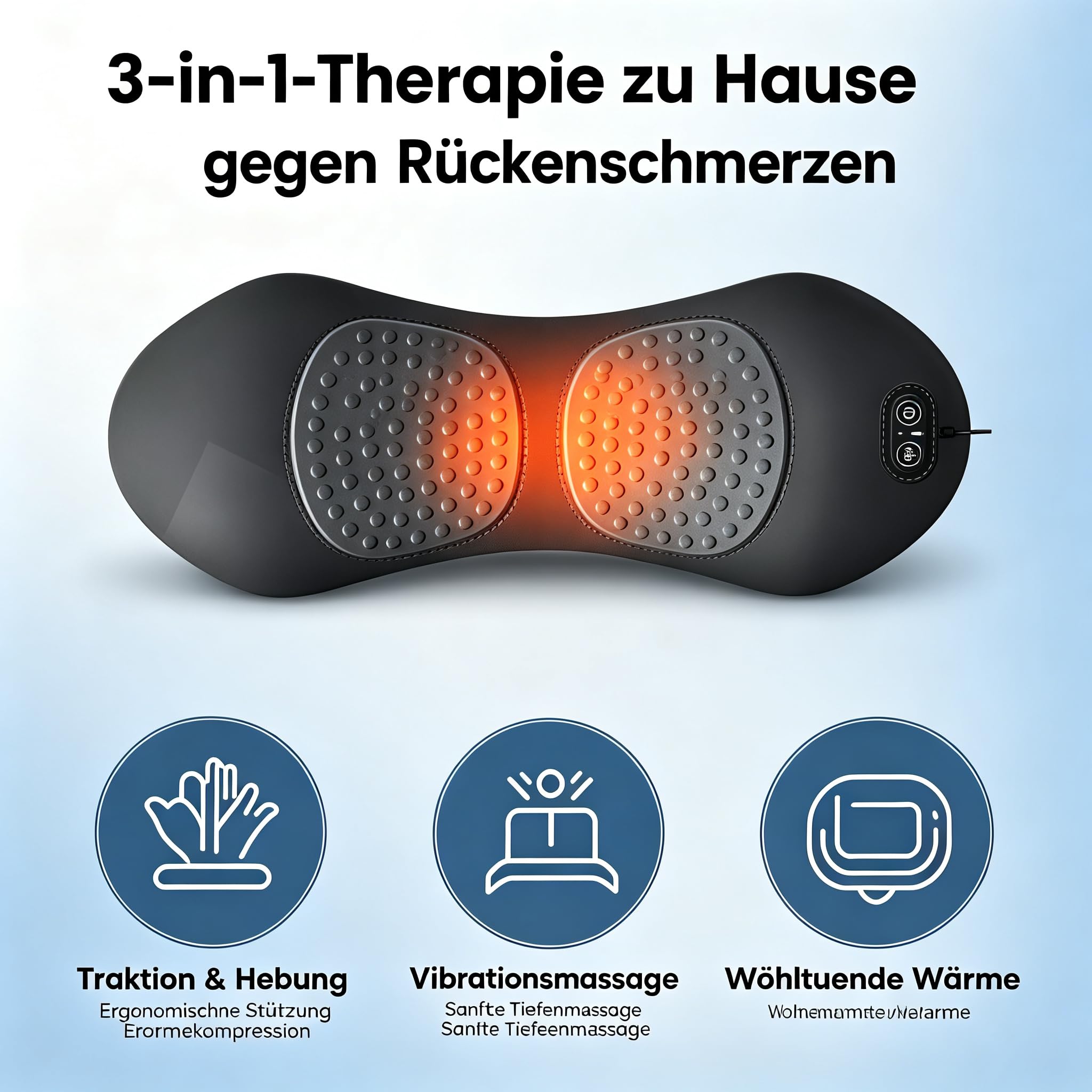 Curosleep Massagegerät Rücken, Massagekissen Mit Wärmefunktion (Hellgrau)