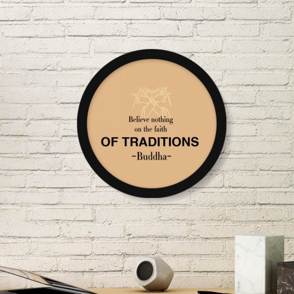 Bouddhisme art peinture cadre photo ronde en bois noir pour accueil décorations murales