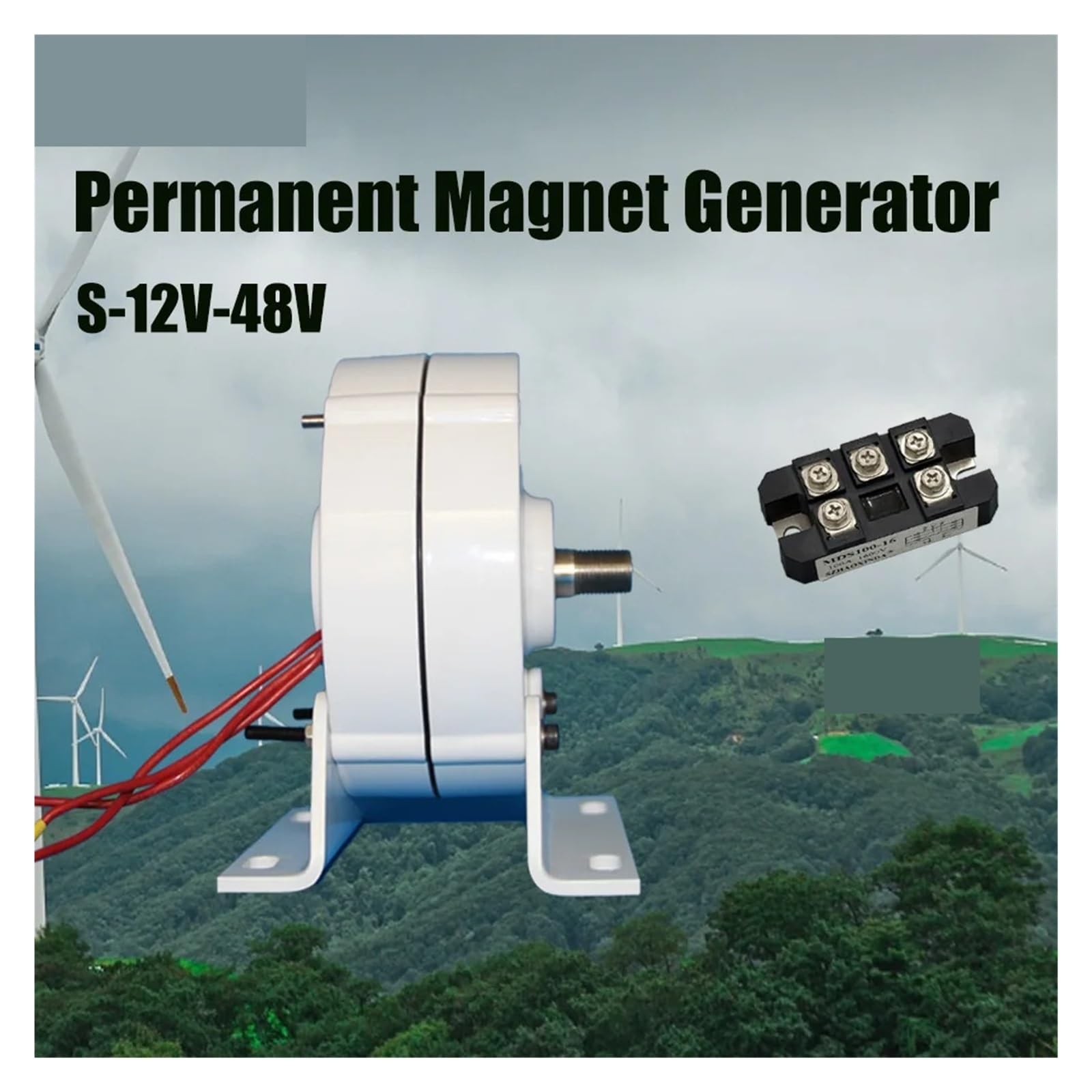 Kit generatore eolico 6000W 12V 24V 48V Generatore a magnete permanente a bassa resistenza for turbina eolica fai da te con base(Single Shaft,24V,6000W)