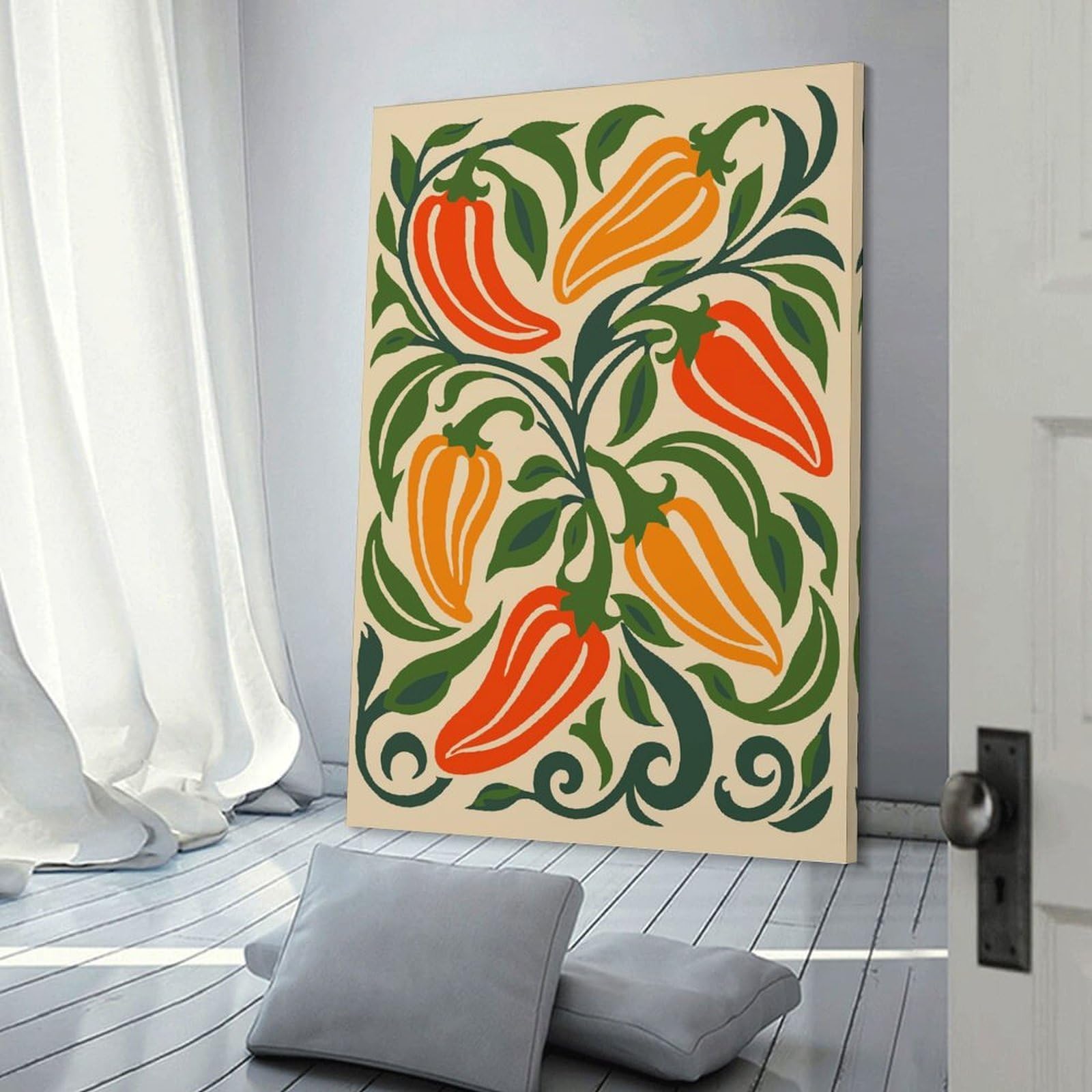 Junmoney Room Decor Wall Art Pepper Plant Illustration, 16x24inch(40x60cm), for Gallery Wall Layouts in Home Or Office, Home Wall Art for Statement Displays
