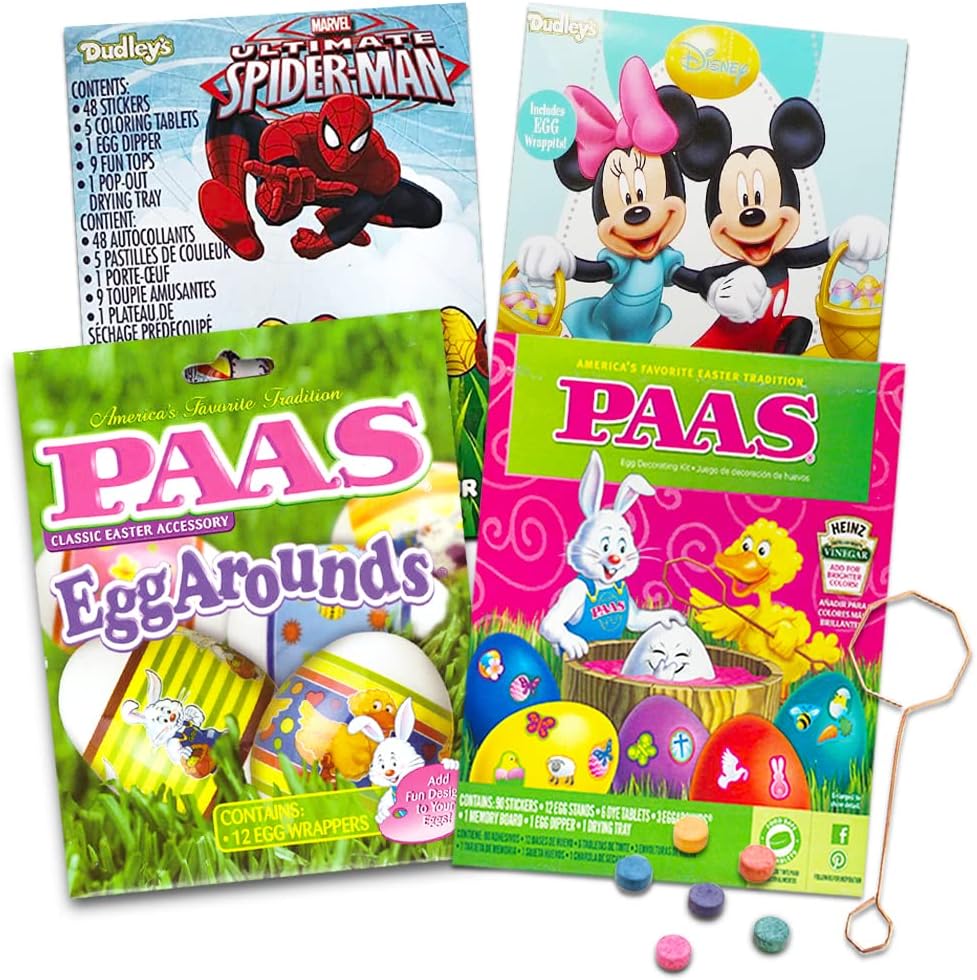 Variety Pack Dudley's and Paas Easter Egg Decorating Kits. Pack of 4