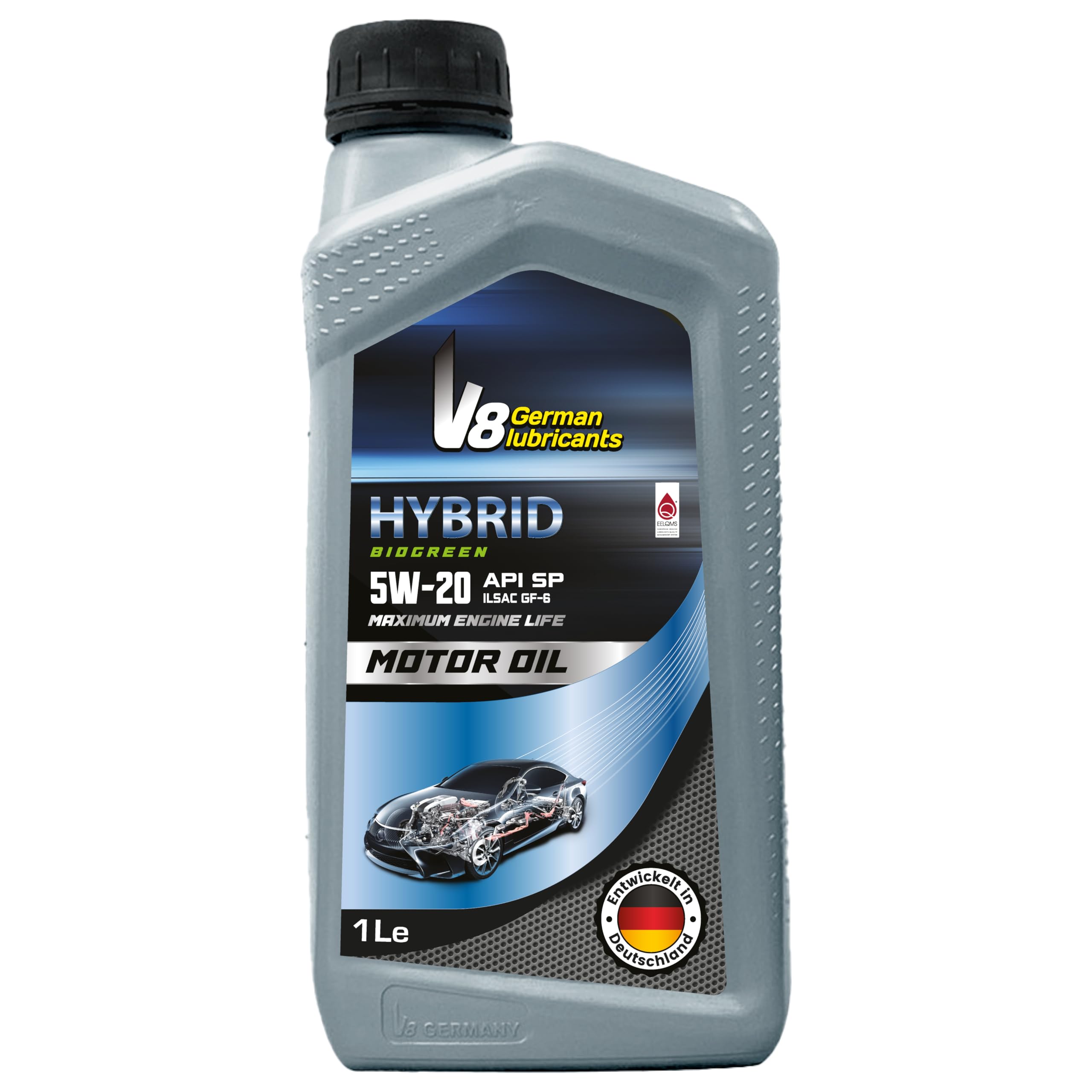 V8 German Lubricant 5W-20 API SN ACEA A1/B1 (1L) – TECH-PLUS | High-Performance Fully Synthetic Engine Oil
