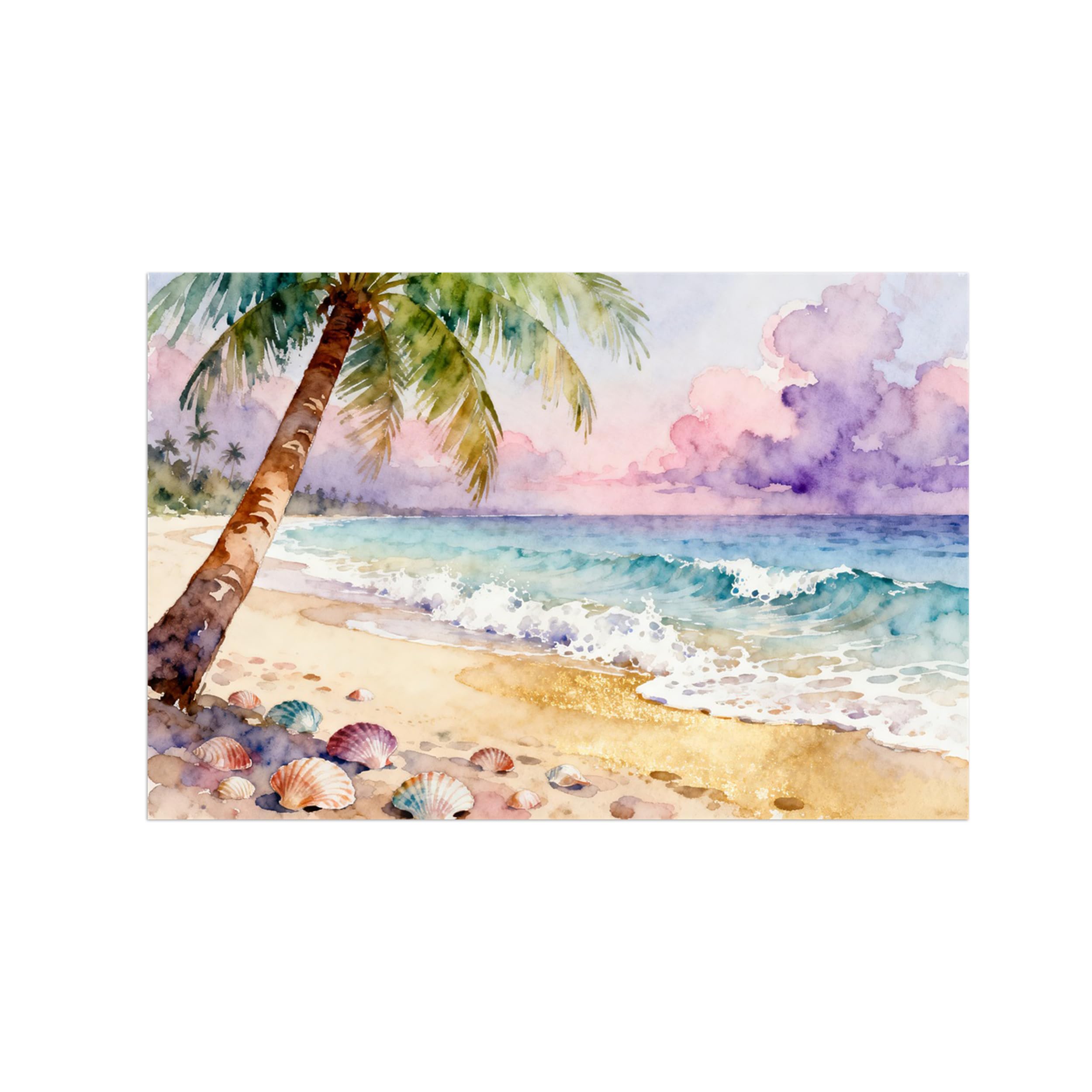OZPWBVY Beach Tree Landscape Canvas Wall Art Print Painting 70x105cm Unframed
