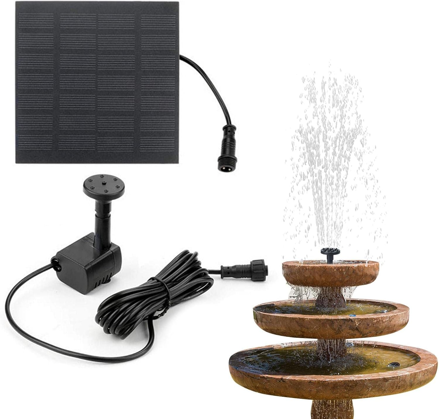 Amazon.co.jp ソーラーファウンテンポンプ 1Wバードバス噴水ポンプ アップグレードされたフローティングソーラー