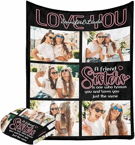 Manta personalizada con imágenes para mujeres y amigas, mantas de fotos personalizadas con nombre para adolescentes, niñas, hermanas, manta