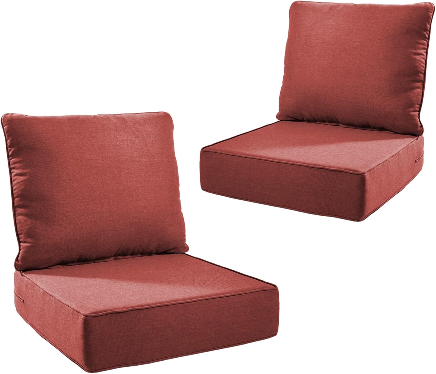 Outdoor Cushion Set for Furniture Patio Furniture, UV Resistant, Water Resistant - 6 Inch Thick Foam Garden Cushions 24x24 Inch Patio Seat Covers for Chair/Sofa/Couch | Red | 2-Pack |