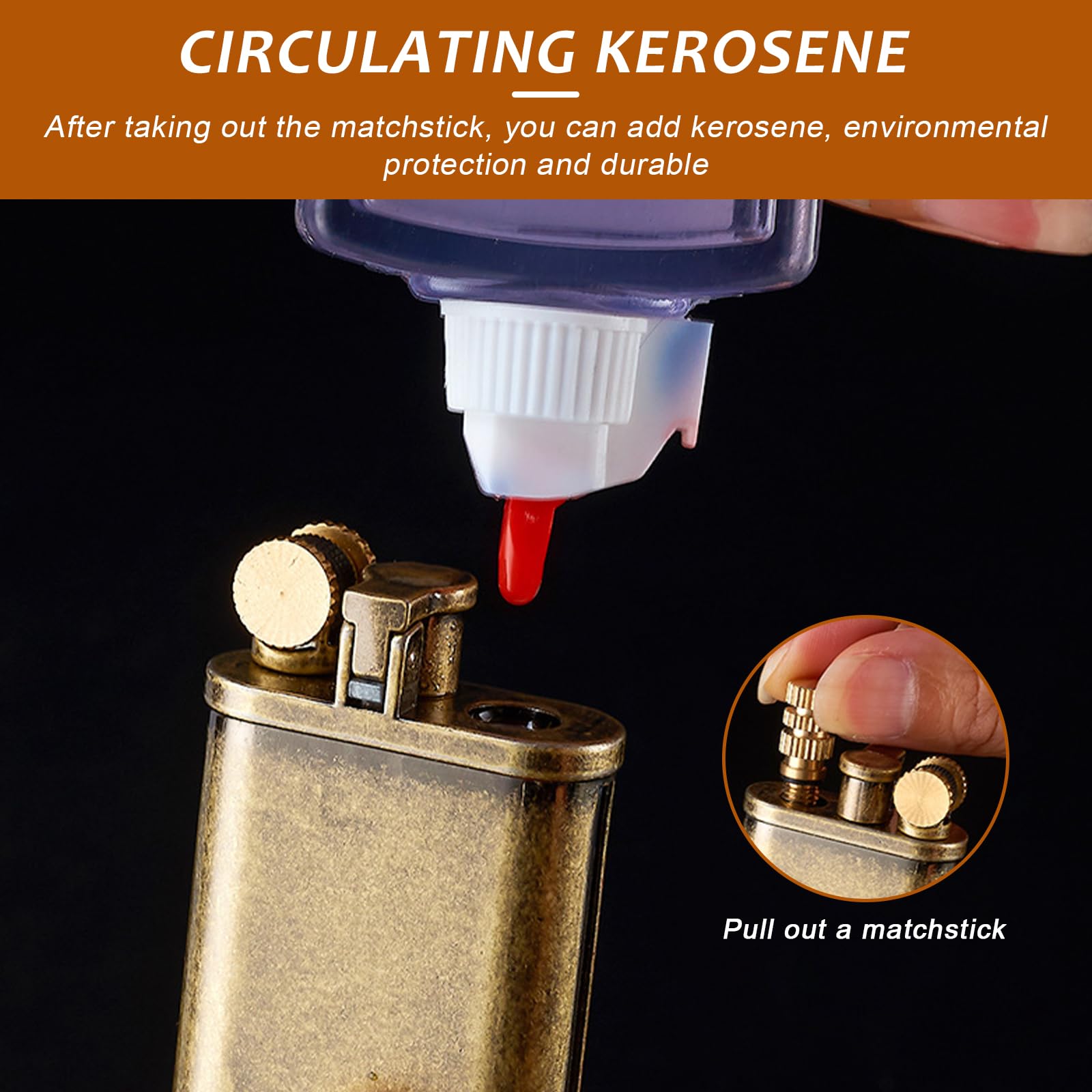 Briquet Ancien Briquet à Pétrole Vintage Laiton - Coupe-Vent Kérosène, Mini Portable Pliable Avec Boîte Cadeau Pour Homme