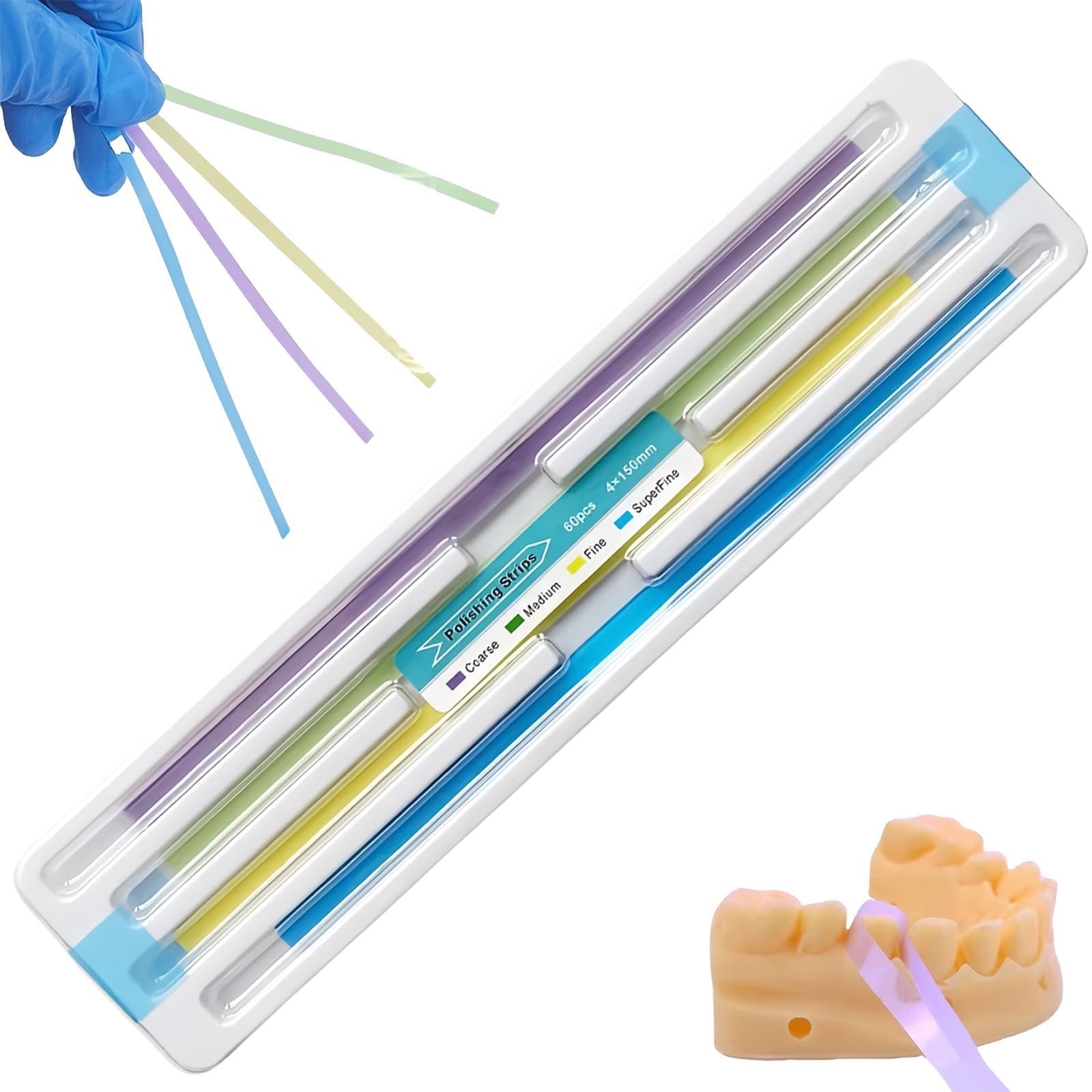 Carta vetrata per denti 60 pezzi strisce lucidatura pulizia interdentale spazi stretti