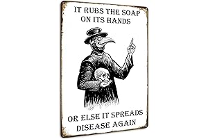 HIDEGRASS Wash Your Hand Plague Doctor Gothic Decor Wall Decor Art Tin Sign