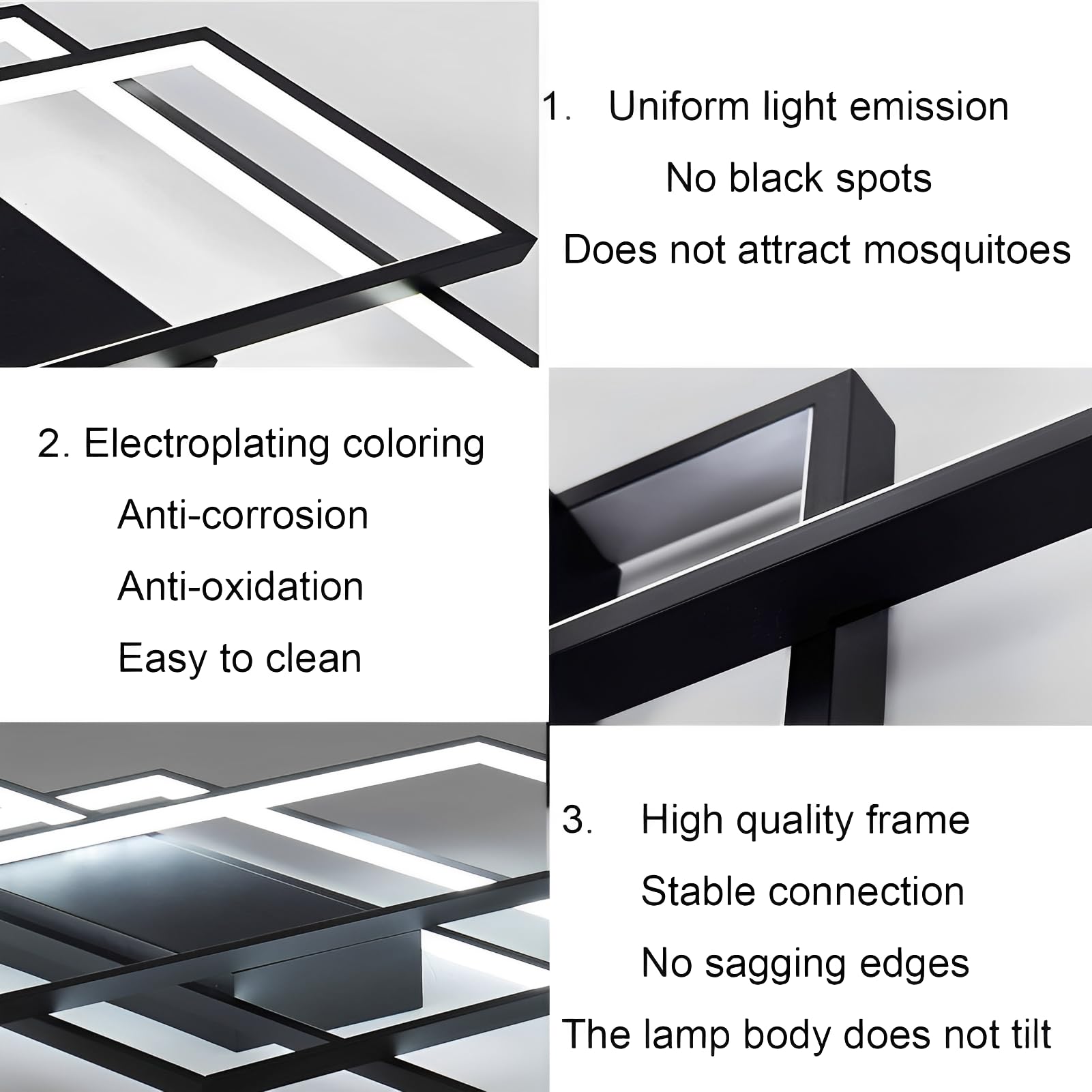 Modern Design LED Deckenleuchte Dimmbar 65W Rechteckige Deckenleuchte, 3000K-6000K Wohnzimmer Deckenlampe Schwarz Mit Fernbedienung, Für Schlafzimmer Wohnzimmer Küche Schmücken(80cm)