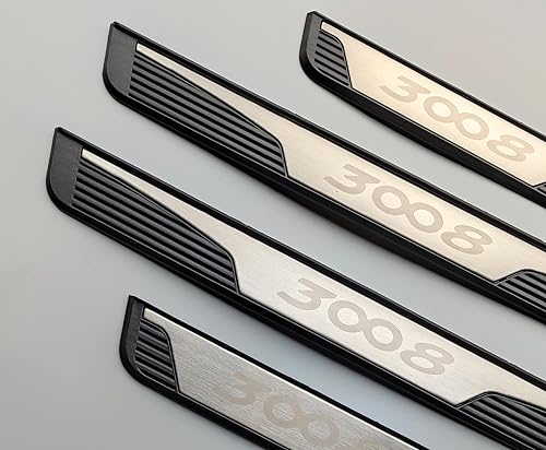 Miniatura 4 de Protector de rasguños para umbral de puerta de automóvil compatible con accesorios Peugeot 3008, juego de 4 unidades