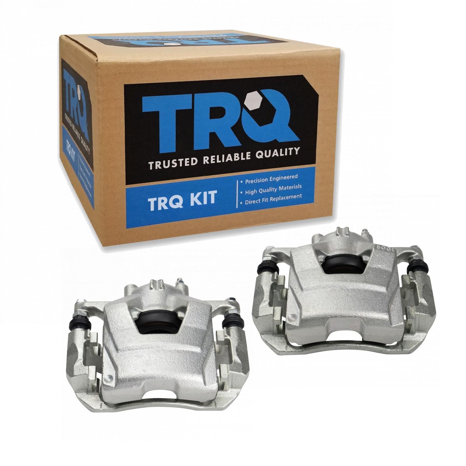 TRQ Front Brake Caliper Set Zinc Coated Brackets