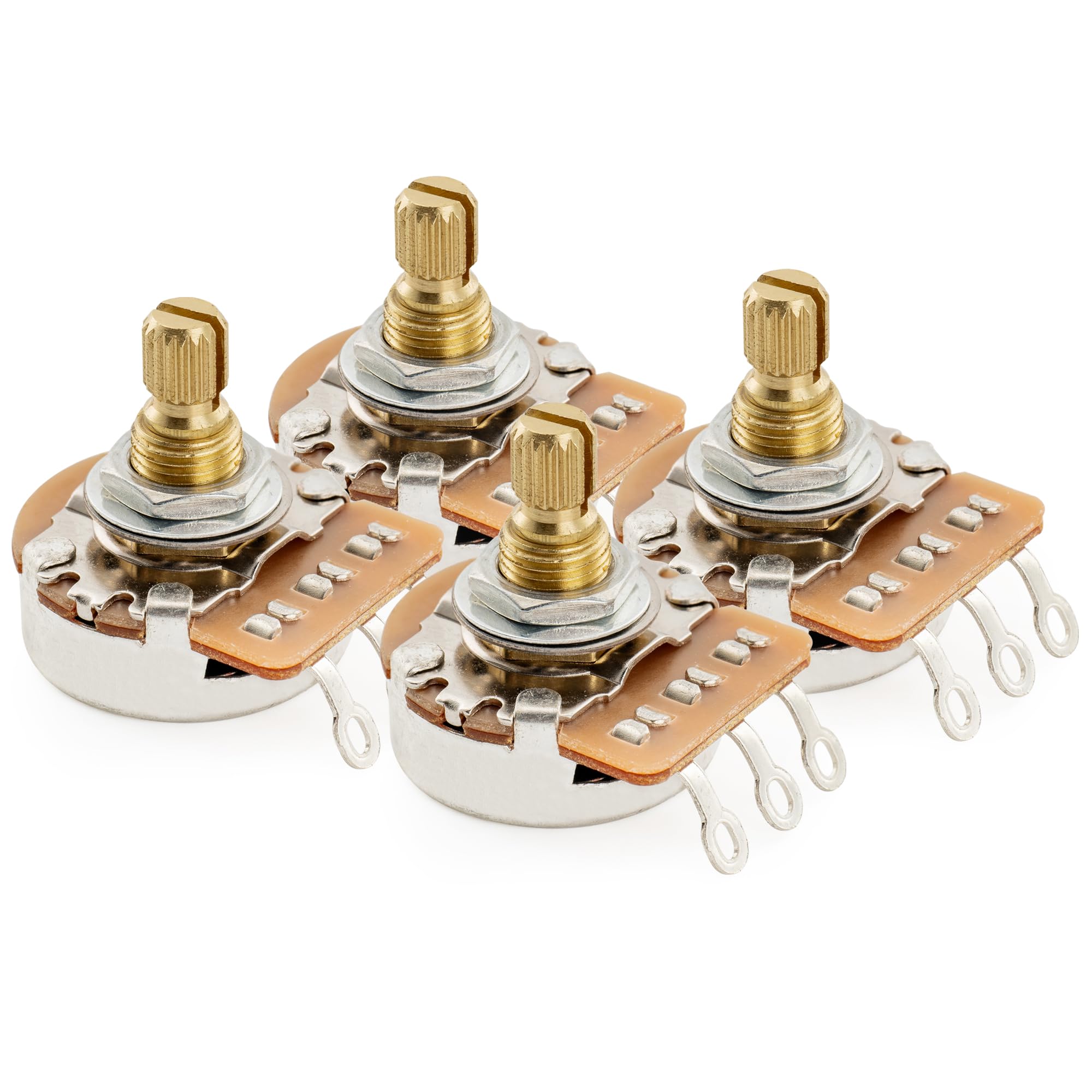 Musiclily Pro HD B1M Pots Brass Metric Split Short Shaft 6.5mm Linear Taper Potentiometers for Electric Guitar Bass (Set of 4)