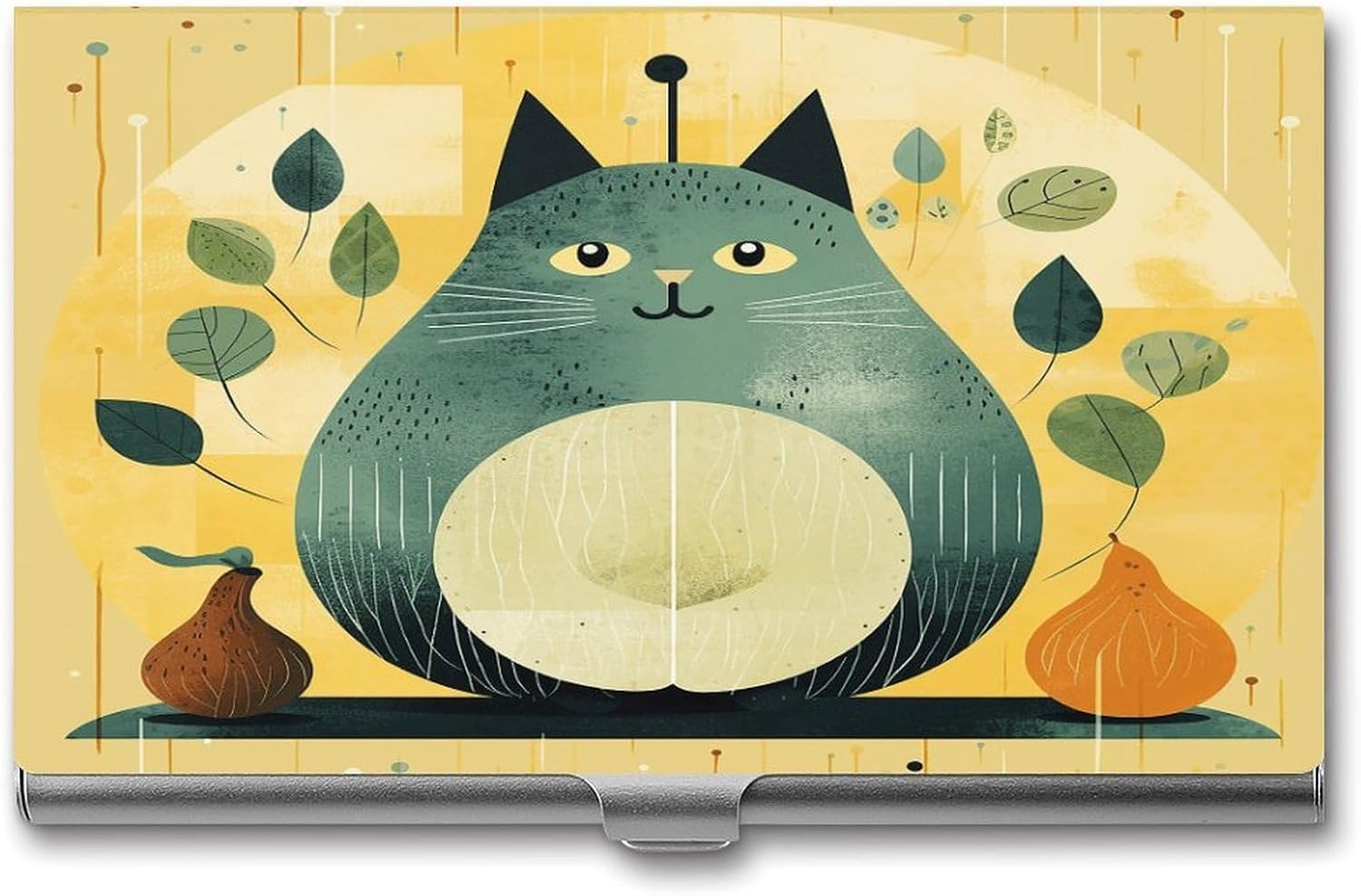 Pear Shaped Cat Business Card Holder Slim Business Card Case