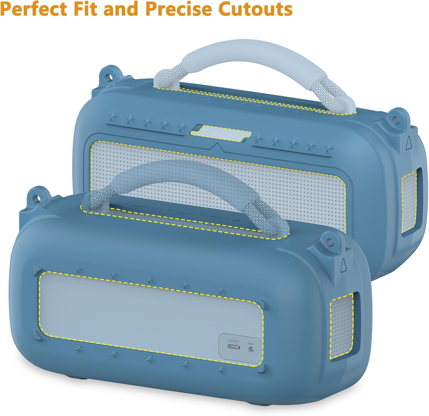 Protective Case for Bose SoundLink Max Portable Bluetooth Speaker, Accessories Hard Carrying Case and Silicone Cover Combo with Carrying Strap (Blue Dusk)