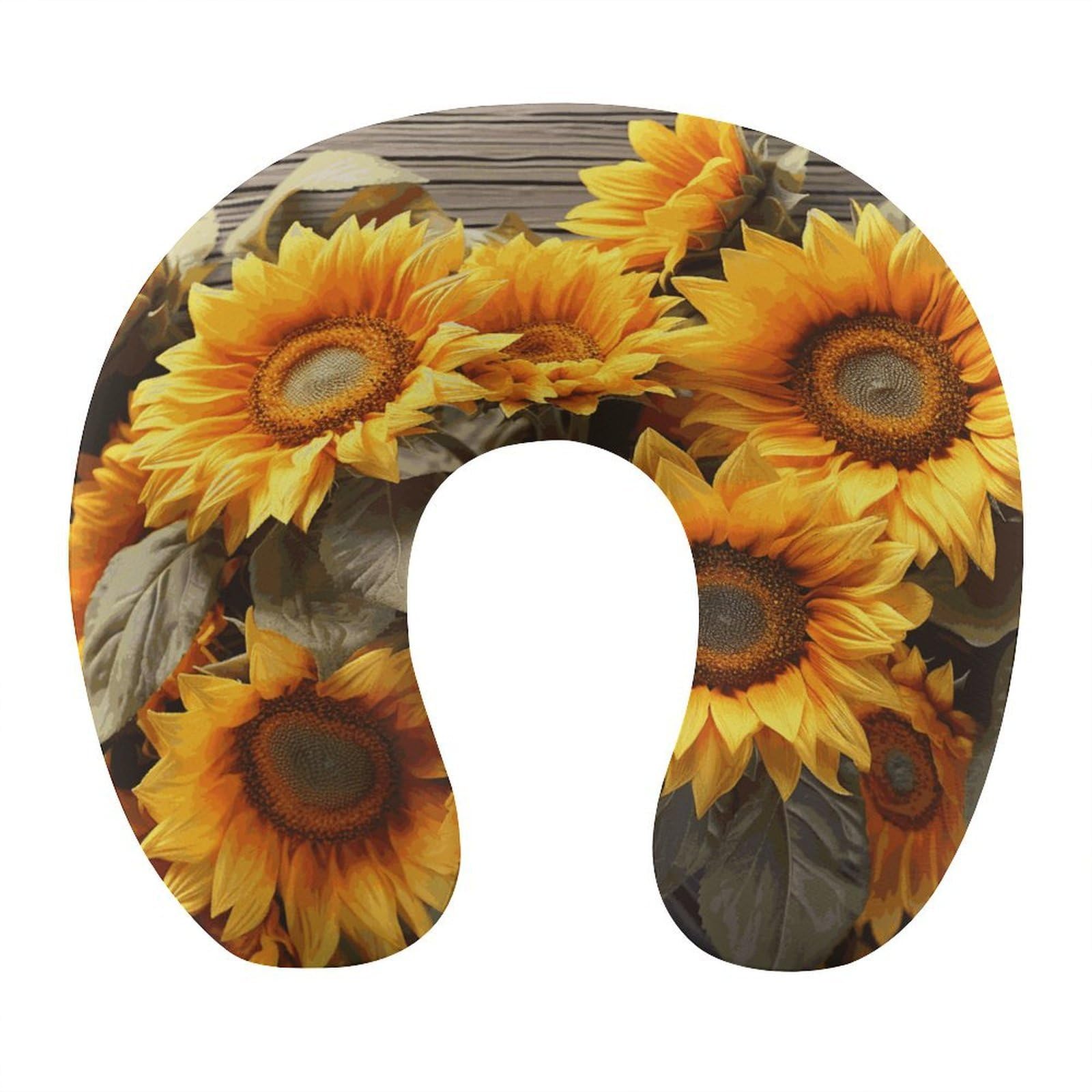 FekiLoot Plants Theme Sunflower Travel Pillow U Shaped Neck Pillow Comfortable Memory Foam Pillow Portable Soft Headrest Lightweight Neck and Head Support for Planes Trains Self-Driving Cars