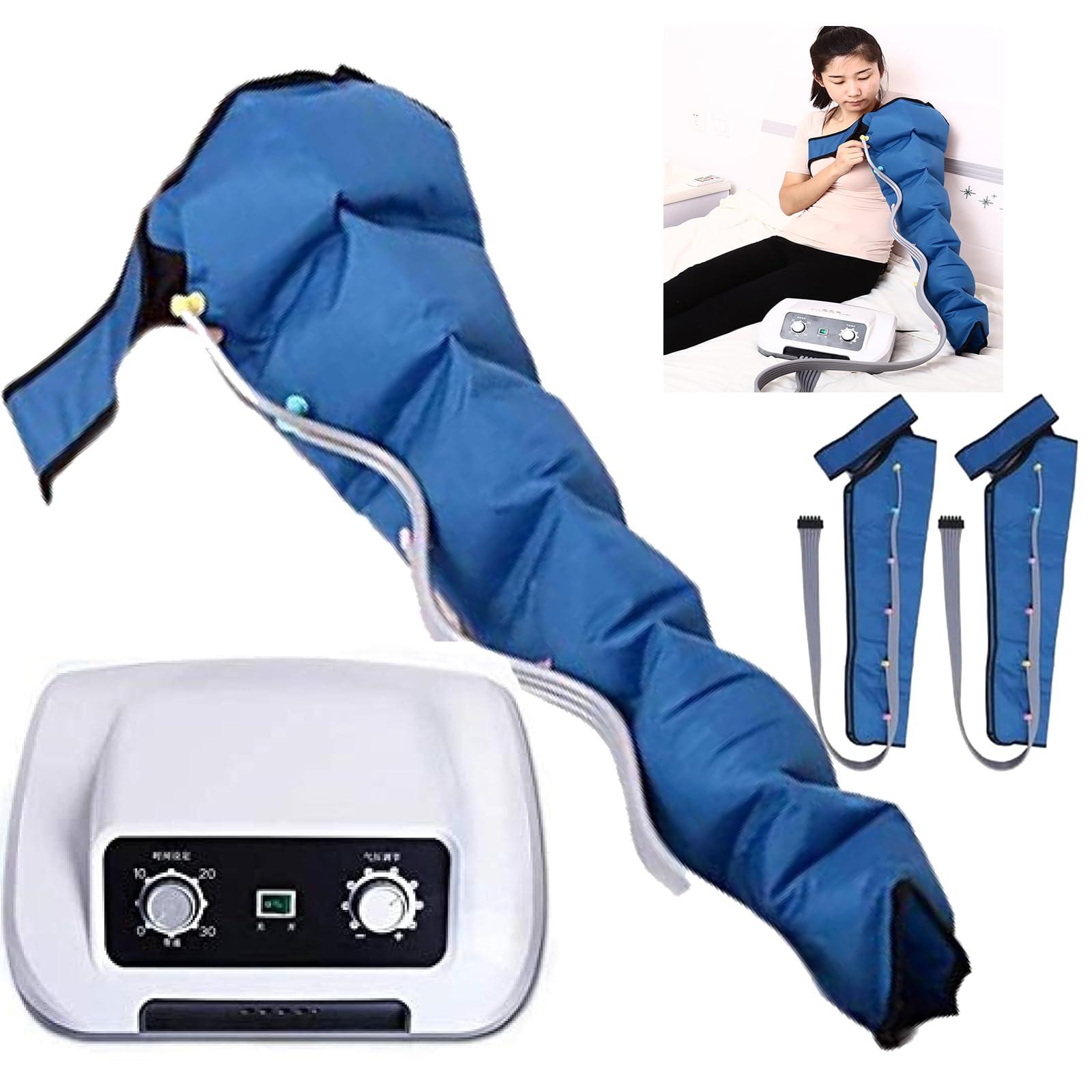 Presoterapia Compresor De Aire Masajeador De Pies Y Piernas Brazos Cintura Botas De Compresión Máquina Portátil De Salud con Cámara De 6 Cavidades para El Alivio del Dolor Muscular