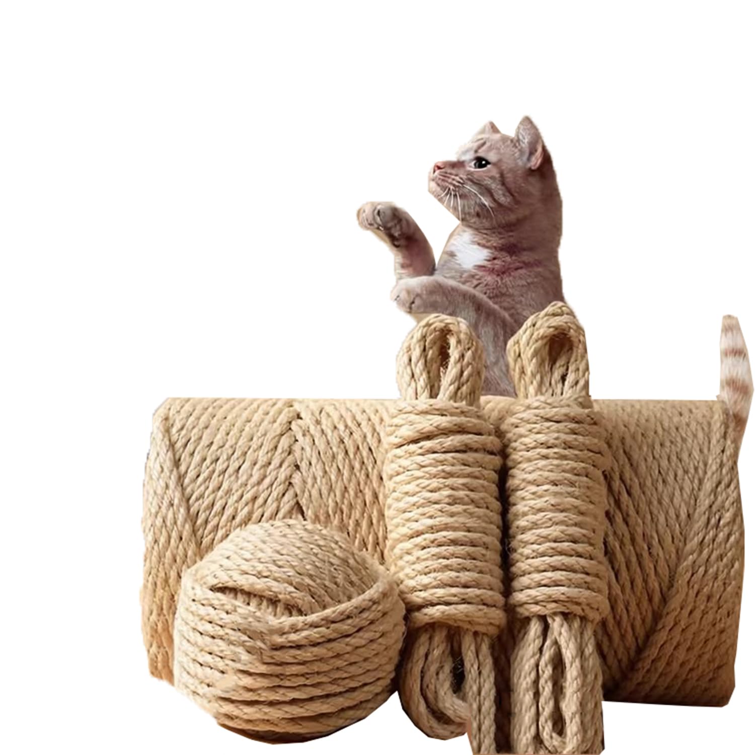 Cuerda de sisal para jardín, reparación y reemplazo de árbol de poste de gato, cinta de cuerda para torre de postes rascadores de mascotas, muchos grosores (30 mm x 10 metros)