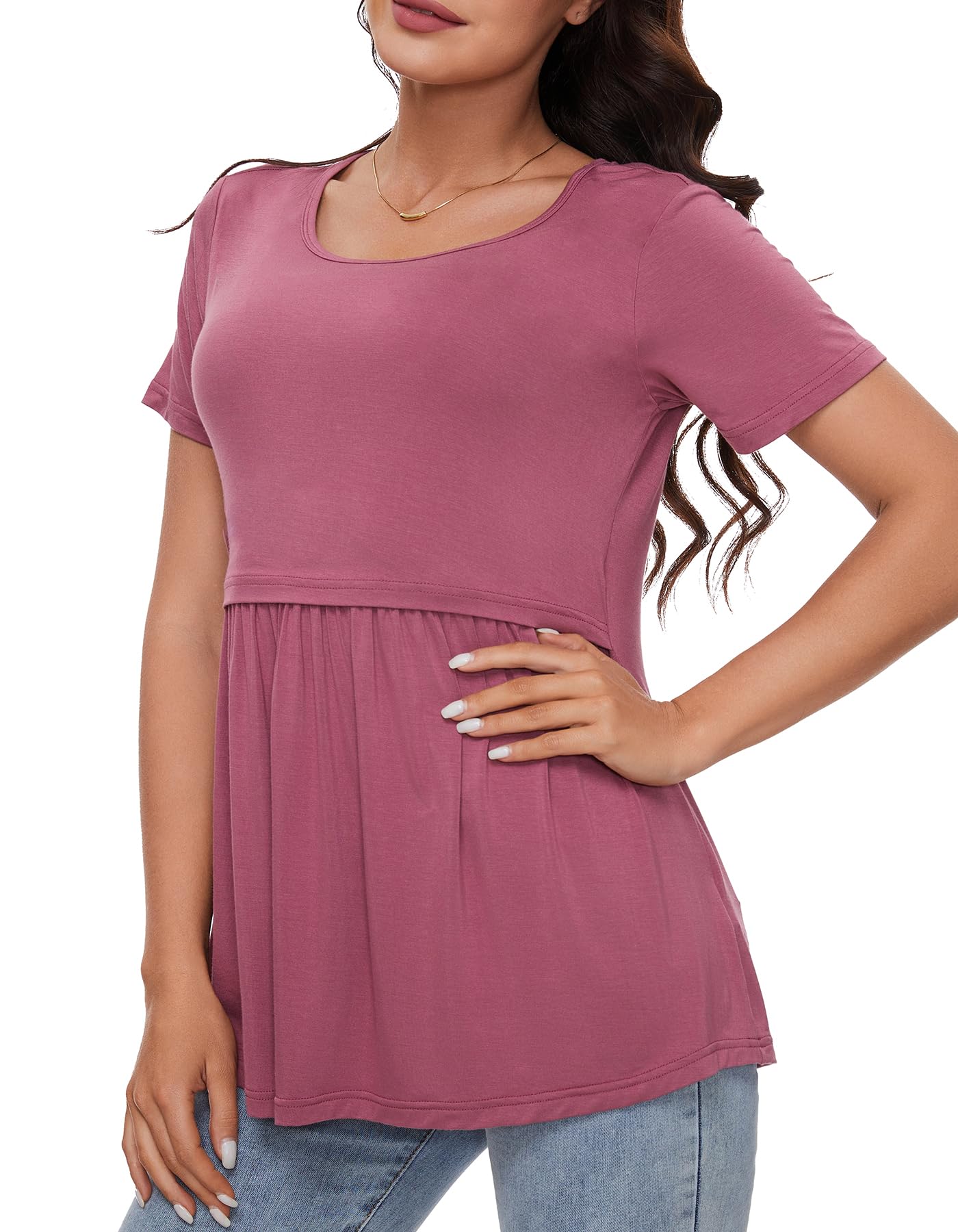 Sosolism Hauts Maternité et Allaitement Mignon Manches Courtes pour l'Été Blouse Décontractée et Amicale pour Femmes Enceintes