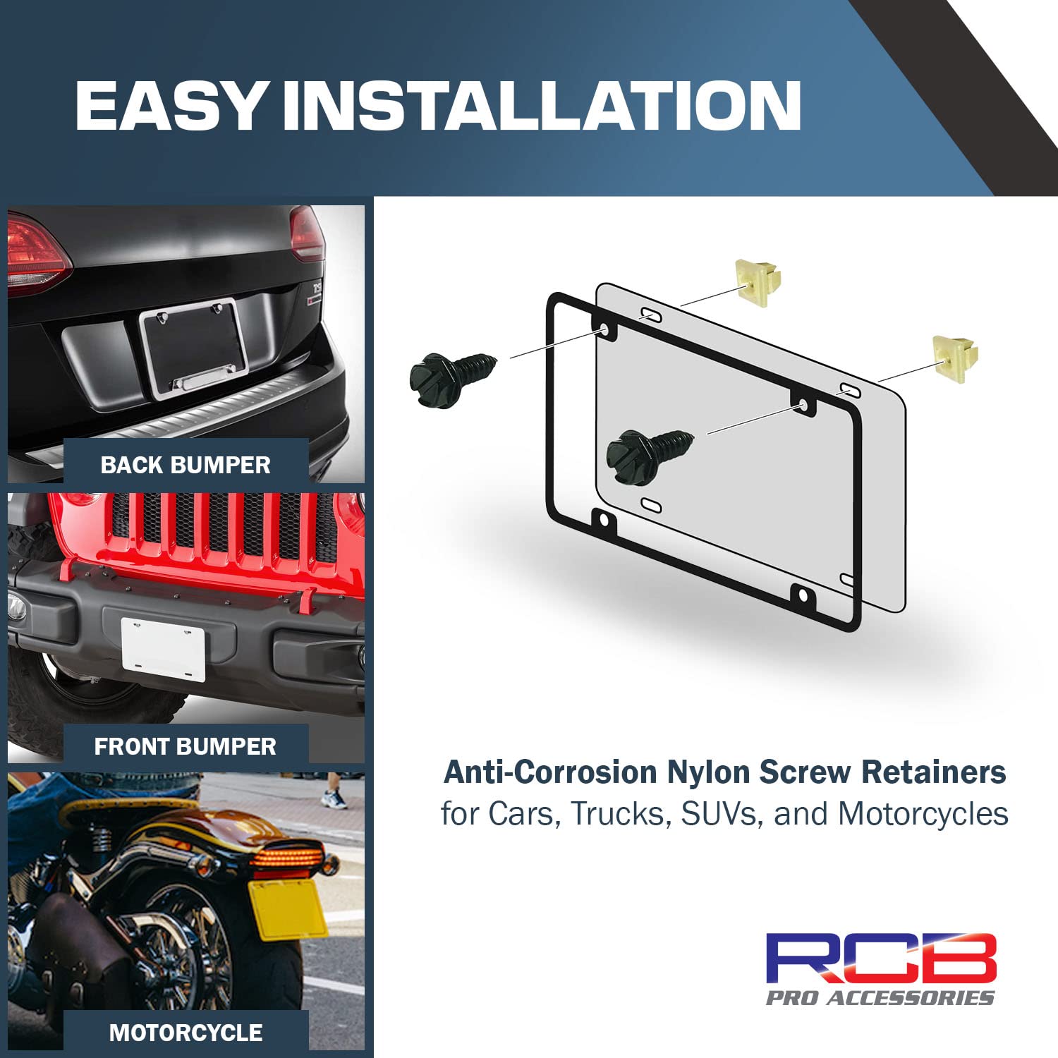 License Plate Screw Inserts Set Of 4 Nylon Retaining