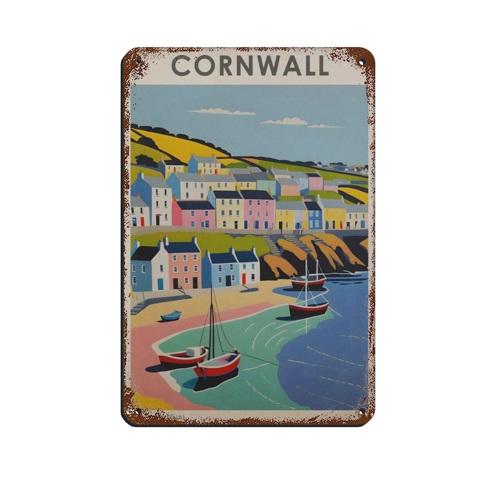 Cornwall Poster, Exhibition Poster Retro Poster Metal Tin Sign Chic Art Retro Iron Painting Bar People Cave Cafe Family Garage Poster Wall Decoration 8x12inch(20x30cm)