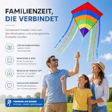 Latawiec dla dzieci i dorosłych – ze sznurkiem do latania – latawiec i 80 metrów – kolorowy smok