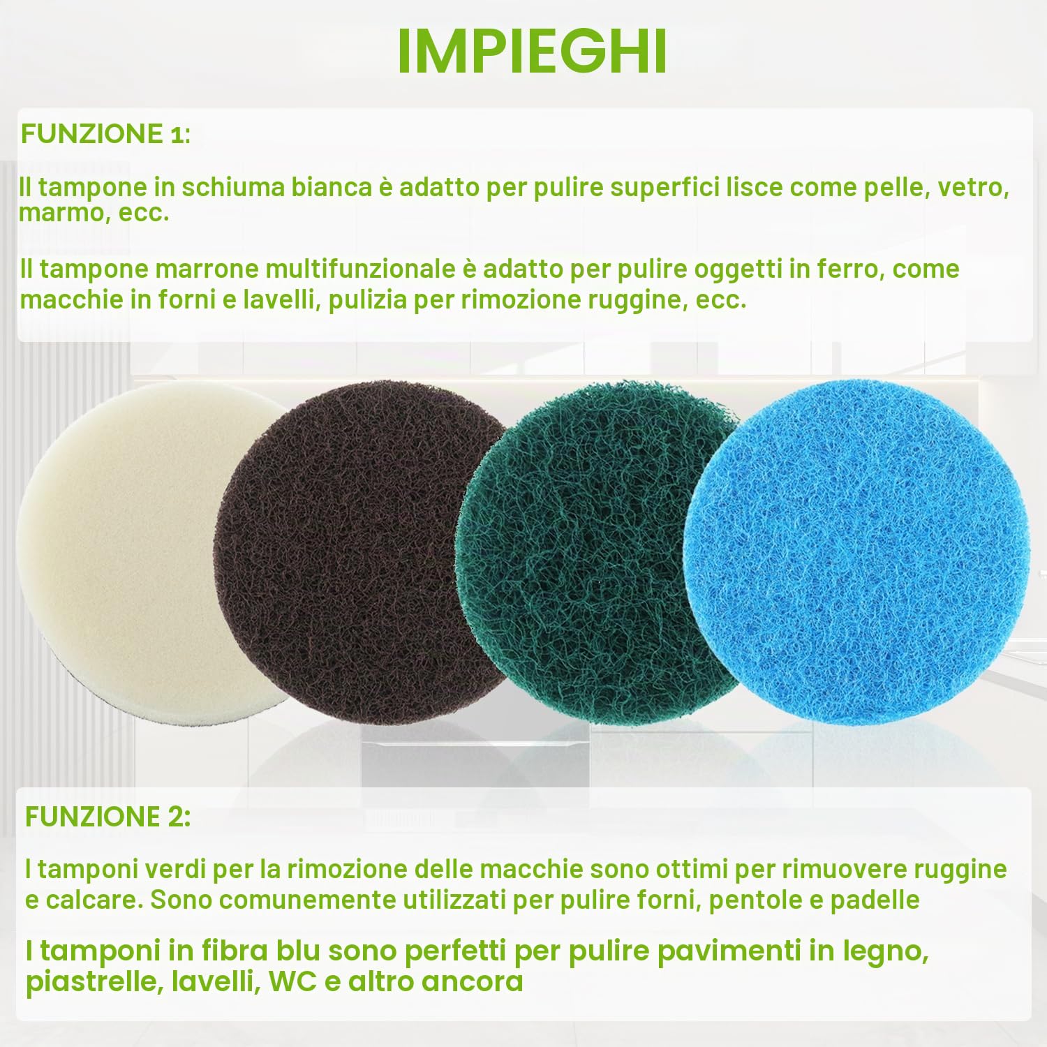 16pcs Spazzola Elettrica Set 4 Spuma Pads 4 Stuoie Cucina 4 Performance Pads 4 Microfibra Pads adatti per Bosch Casa/Giardino 6033 Spazzola di Pulizia Batteria