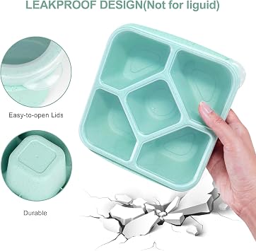 4 Pack Lunchable Snack Containers for Kids & Adults - 5 Compartments Bento Lunch Boxes with 4 Sauce Container, Reusable Meal Prep Containers, Divided Food Storage Containers for School Work Travel