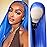 BTWTRY Blue Synthetic Lace Front Wig Long Straight Dark Blue Lace Front Synthetic Wig Pre Plucked Natural Hairline Glueless Heat Resistant Fiber Hair Wig for Fashion Women (Blue)