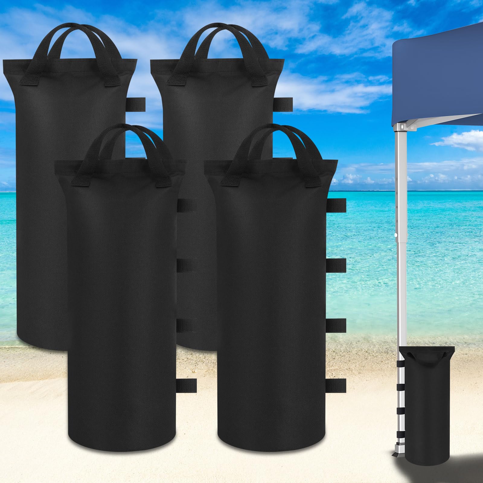 Kaskawise Sand Bags for Canopy Weights Set of 4,120LBS Windproof Sand Bags for Canopy Legs,900D Oxford SandBags for Pop up Tent Weights,Outdoor Tent,