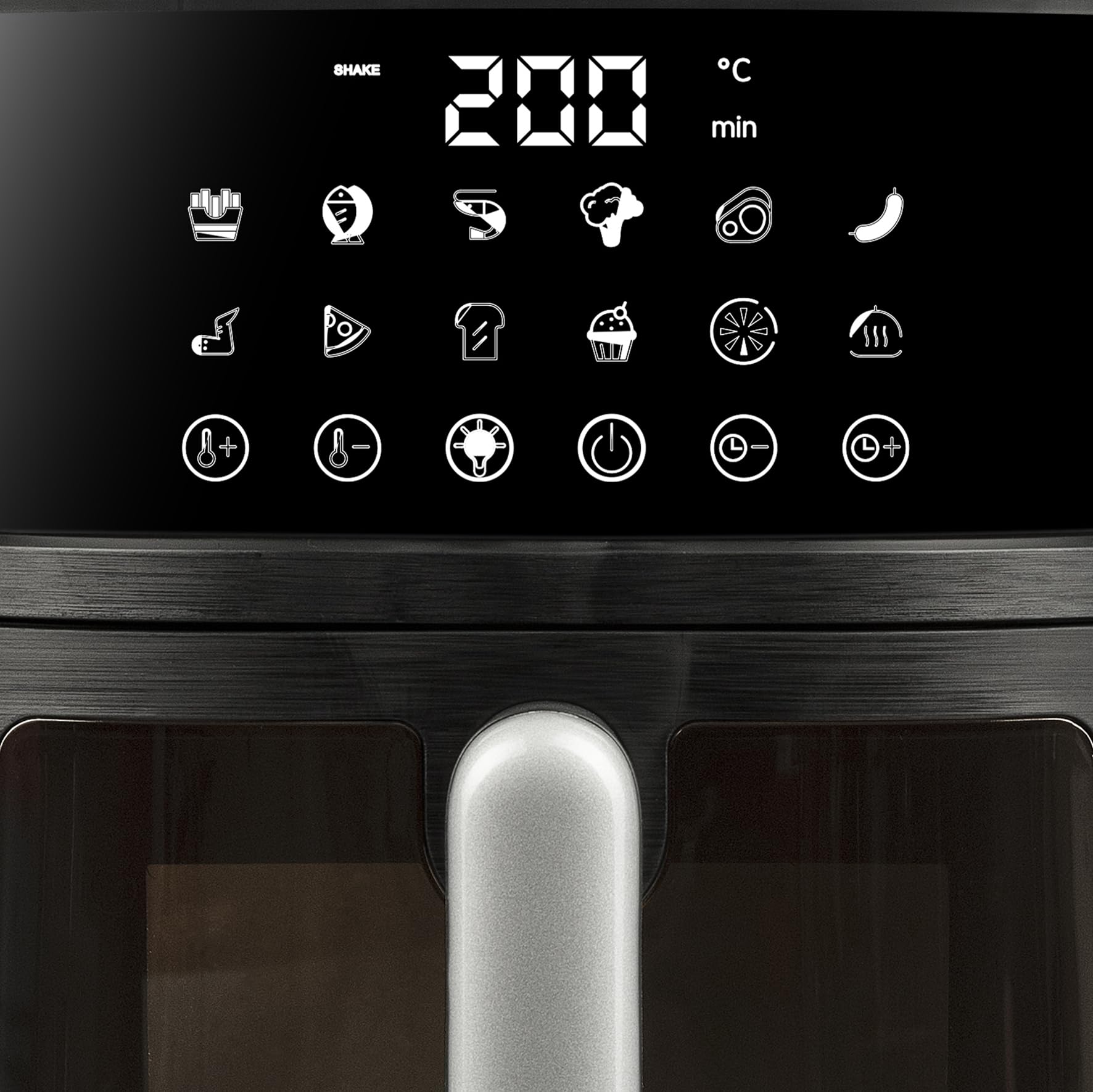 Girmi FG78 Friggitrice ad Aria con Finestra "Ecofrit Black", 6 Lt, 12 Programmi, 1500 W, Display Digitale, BPA/PFOA Safe, Luce Interna,Vassoio Antiaderente, Ricettario Incluso, Nero/Argento