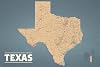 Best Maps Ever Texas State Wall Map 24x36 Poster Tan & Slate Blue