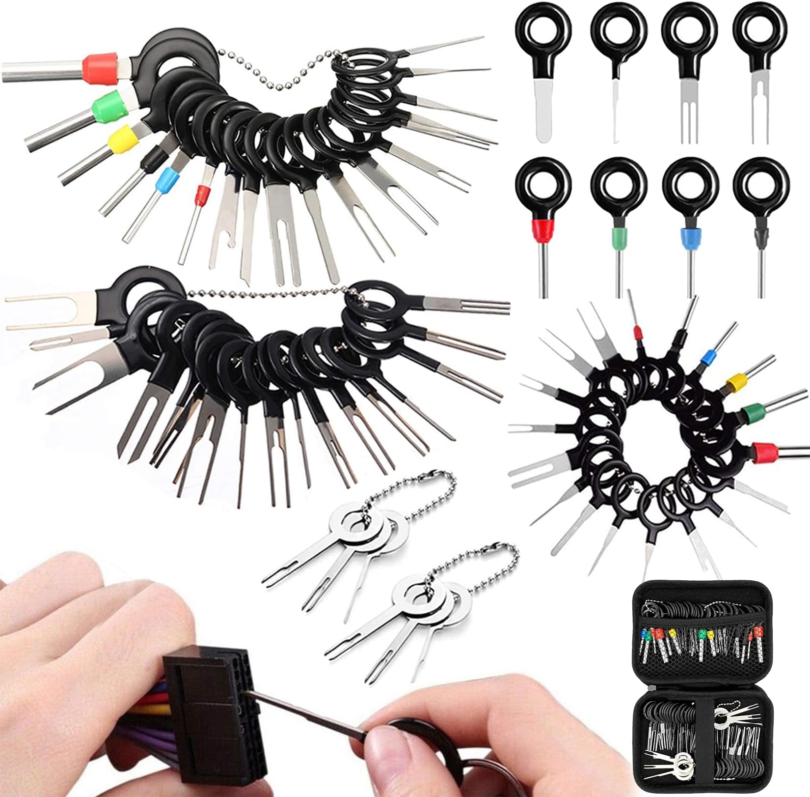Vignee 60pcs Terminal Removal Tool kit,Pins Terminals Puller Repair Tools for Car Pin Extractor Electrical Wiring Crimp Connectors,Key Extractor Depinning Tool Set
