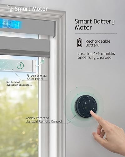 Miniatura 81 de Yoolax Persianas motorizadas con control remoto, persianas motorizadas de cebra compatibles con Alexa, persianas motorizadas de privacidad, 70%