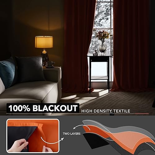 Miniatura 5 de Deconovo Cortinas para sala de estar, opacas, con forro, aislamiento térmico y resistentes, insonorizadas, para interiores y exteriores, 42 pulgadas
