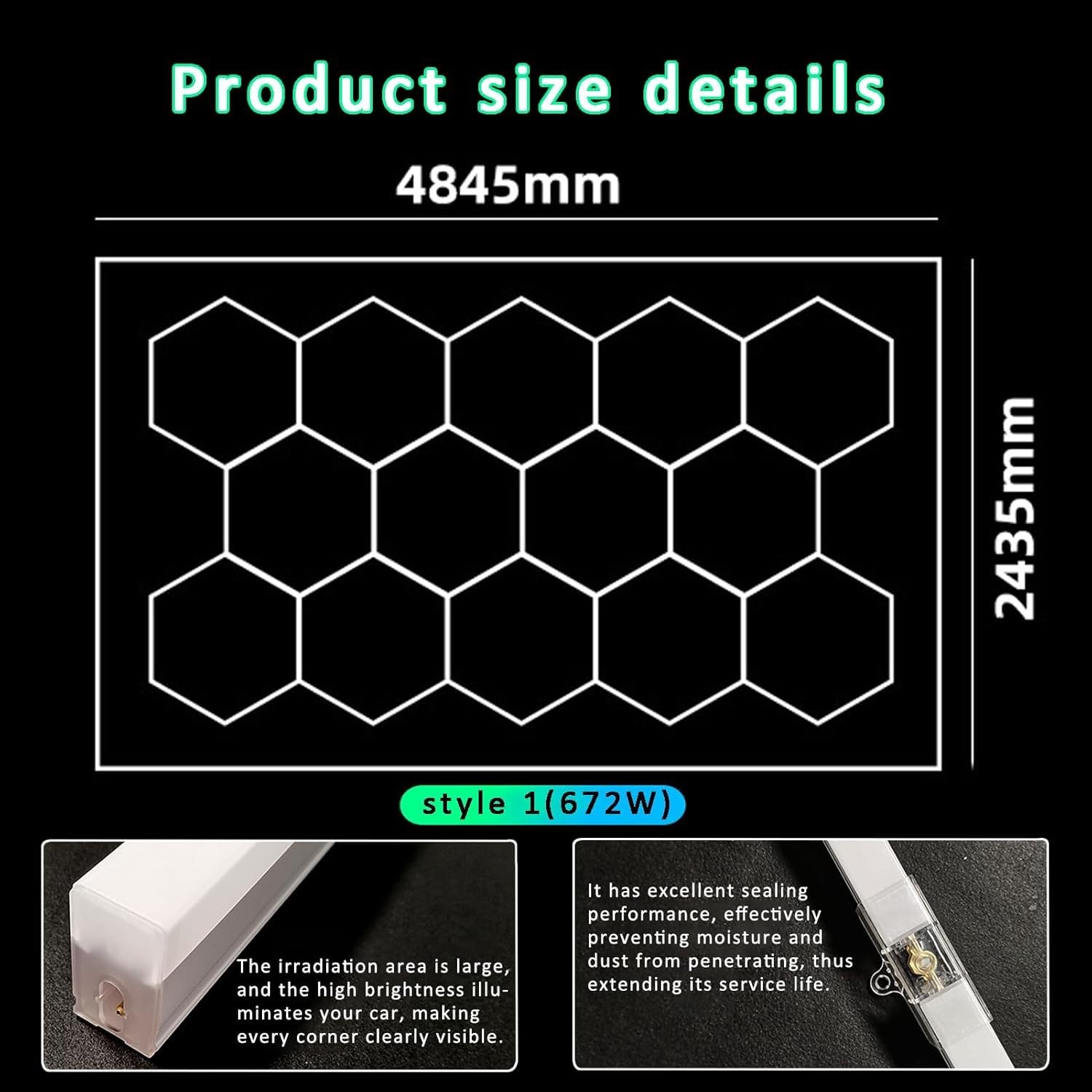 Éclairage de garage hexagonal à LED ultra-lumineux, 14 ampoules 672 W, connectable pour plafond d'atelier, garage, entrepôt, salle de sport, sous-sol 14HEX