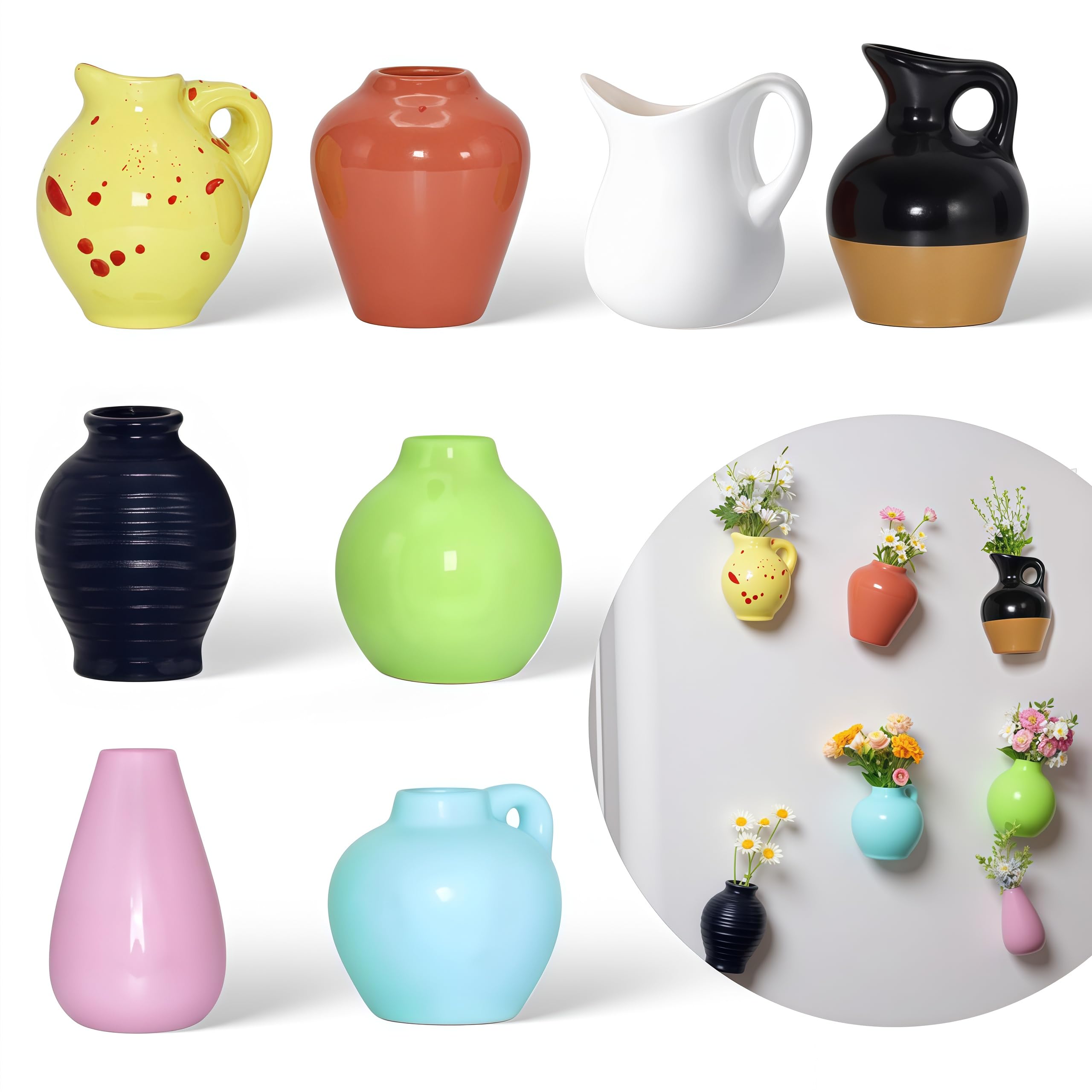 8 Piezas Jarrones Pequeños para Flores Se Utiliza para Decorar el Hogar Oficina Tienda y el Hotel Jarrones Decorativos También se Puede Utilizar como Regalo Creativo para Familiares y Amigos