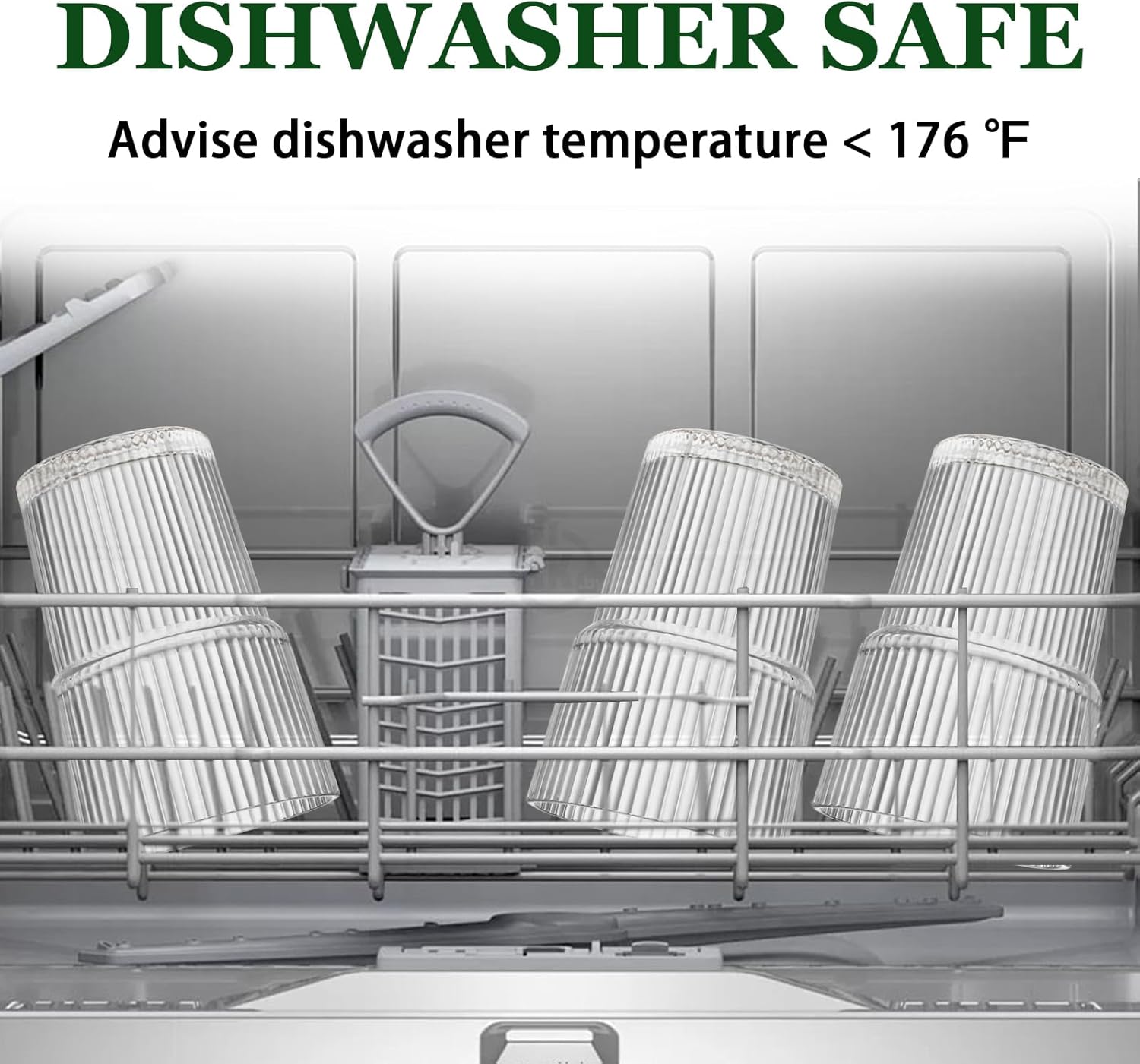 17oz Shatterproof Ribbed Glasses, Plastic Tumblers for Poolside – Clear Acrylic Cups, Stackable & Reusable, Dishwasher Safe Drinkware – Set of 8 - Image 7