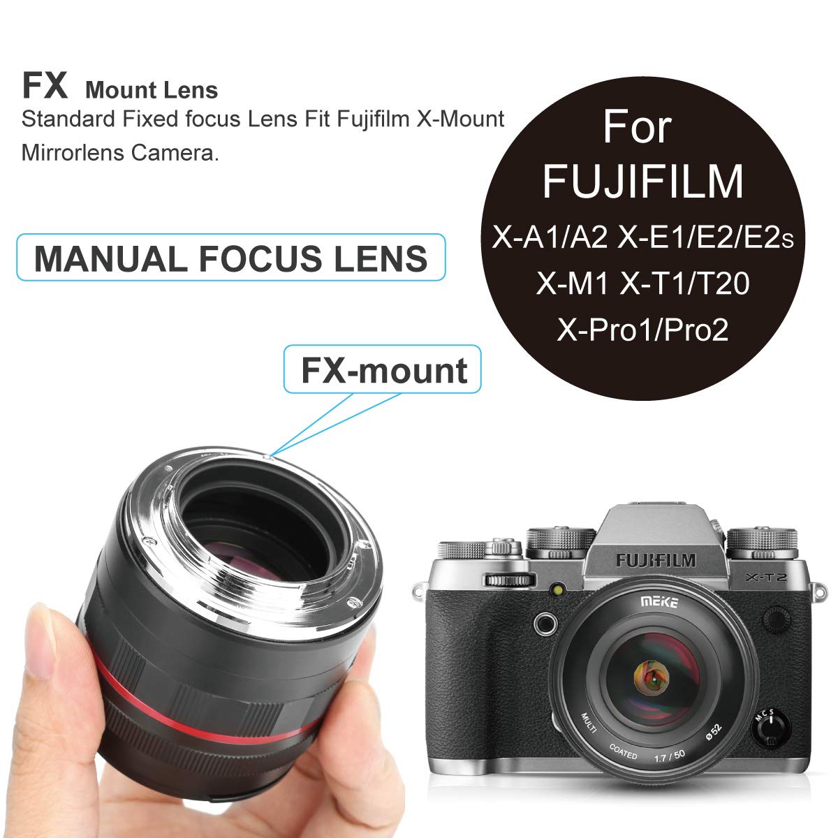 Meike MK 50mm f/1.7 Large Aperture Manual Focus Lens fit Fujifilm