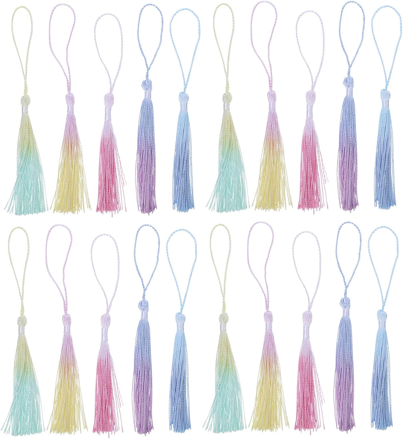 Artibetter 20pcs Handmade Gradient Tassels for Jewelry Making and Bookmark Crafting, DIY Hanging Fringe Pendants for Keychain and Sewing Accessories