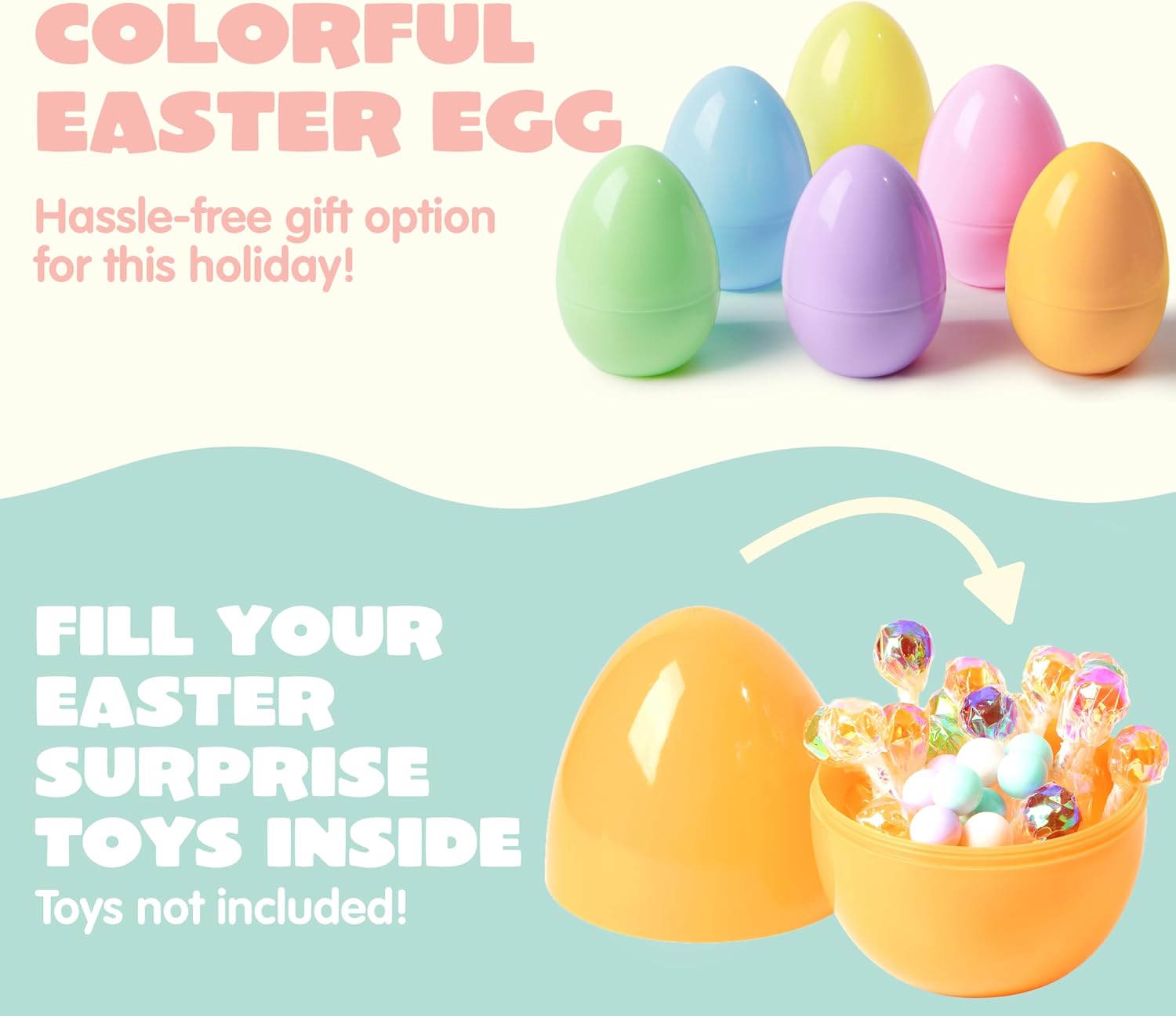 JOYIN 24 Pcs Large Pastel Easter Eggs, 6 Inches Plastic Jumbo Eggs Fillable for Easter Themed Hunt Basket Stuffers Fillers Filling Treats Party Favor Classroom Prize Supplies